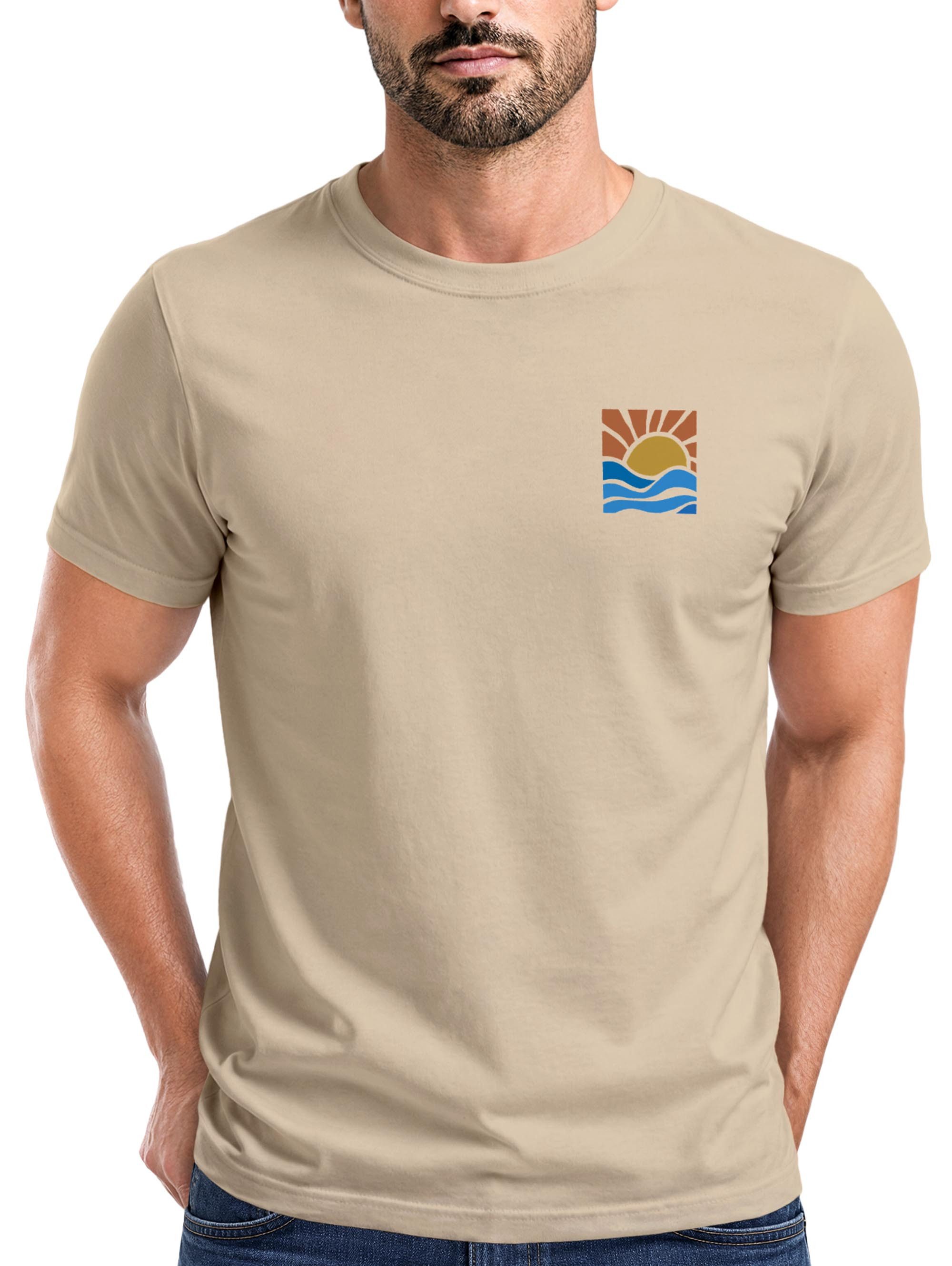 Neverless Print-Shirt Herren T-Shirt Logo Print Sommer Sonne Welle Strand Beach Style mit Print