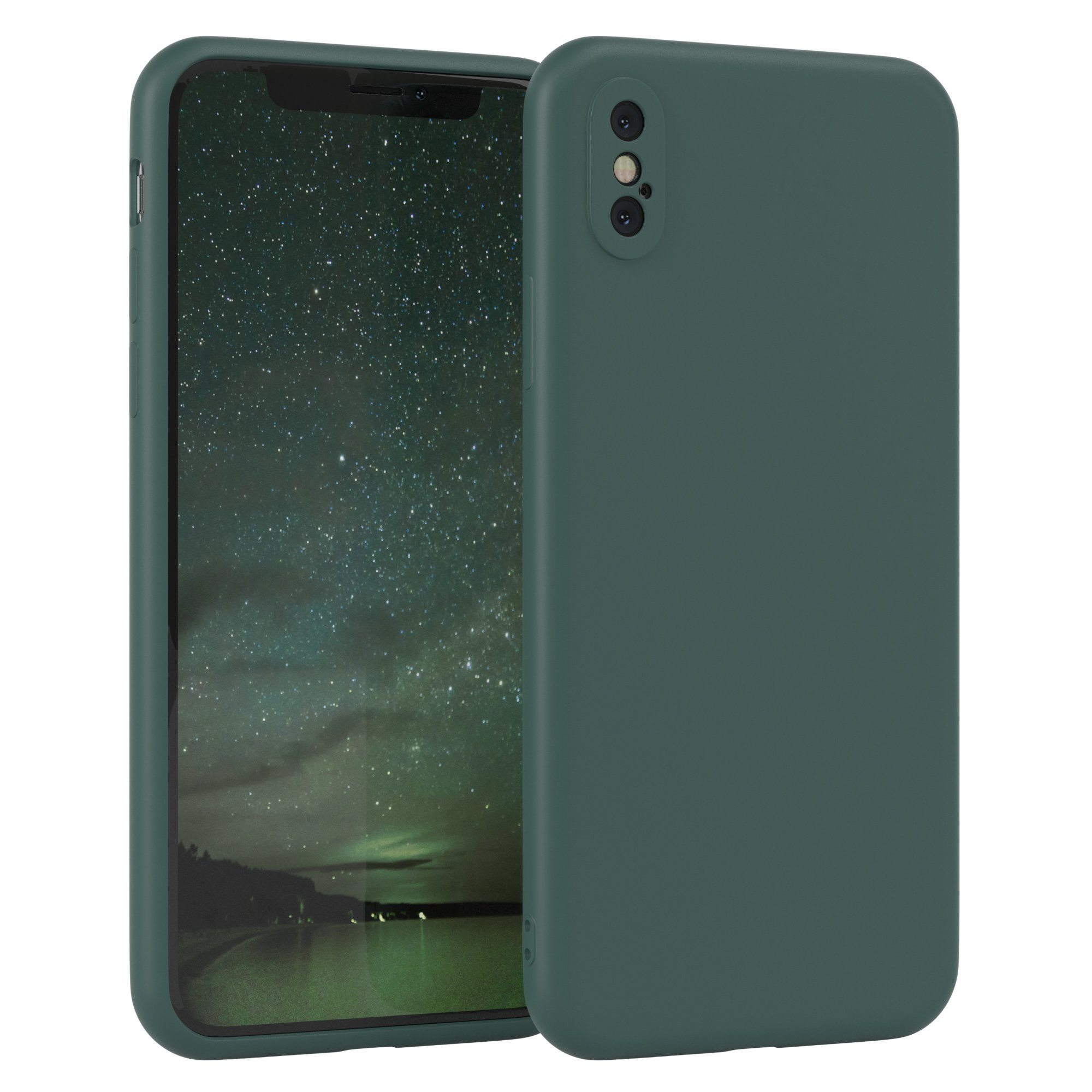 EAZY CASE Handyhülle für Apple iPhone XS Max Hülle Silikon 6,5 Zoll, Silikon Schutzhülle mit Kameraschutz kratzfest bumper Grün / Nachtgrün