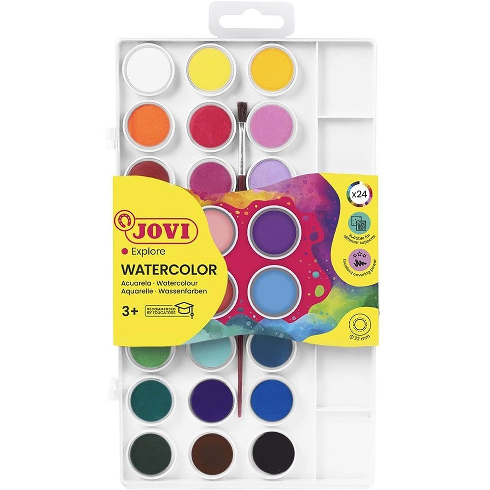 Jovi Farbkasten 1 Wasserfarbkasten inkl. Pinsel - 24 Farben