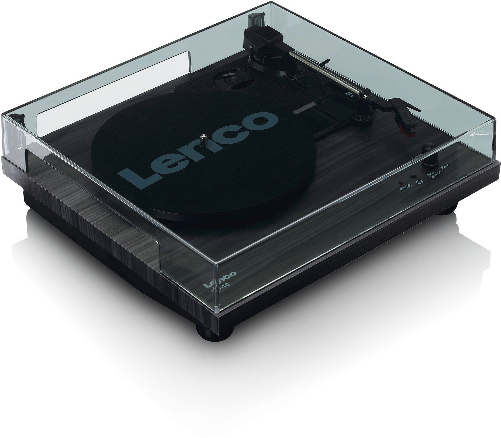 Lenco LS-10BK Plattenspieler mit Schwarz (Riemenantrieb) Lautsprechern Plattenspieler