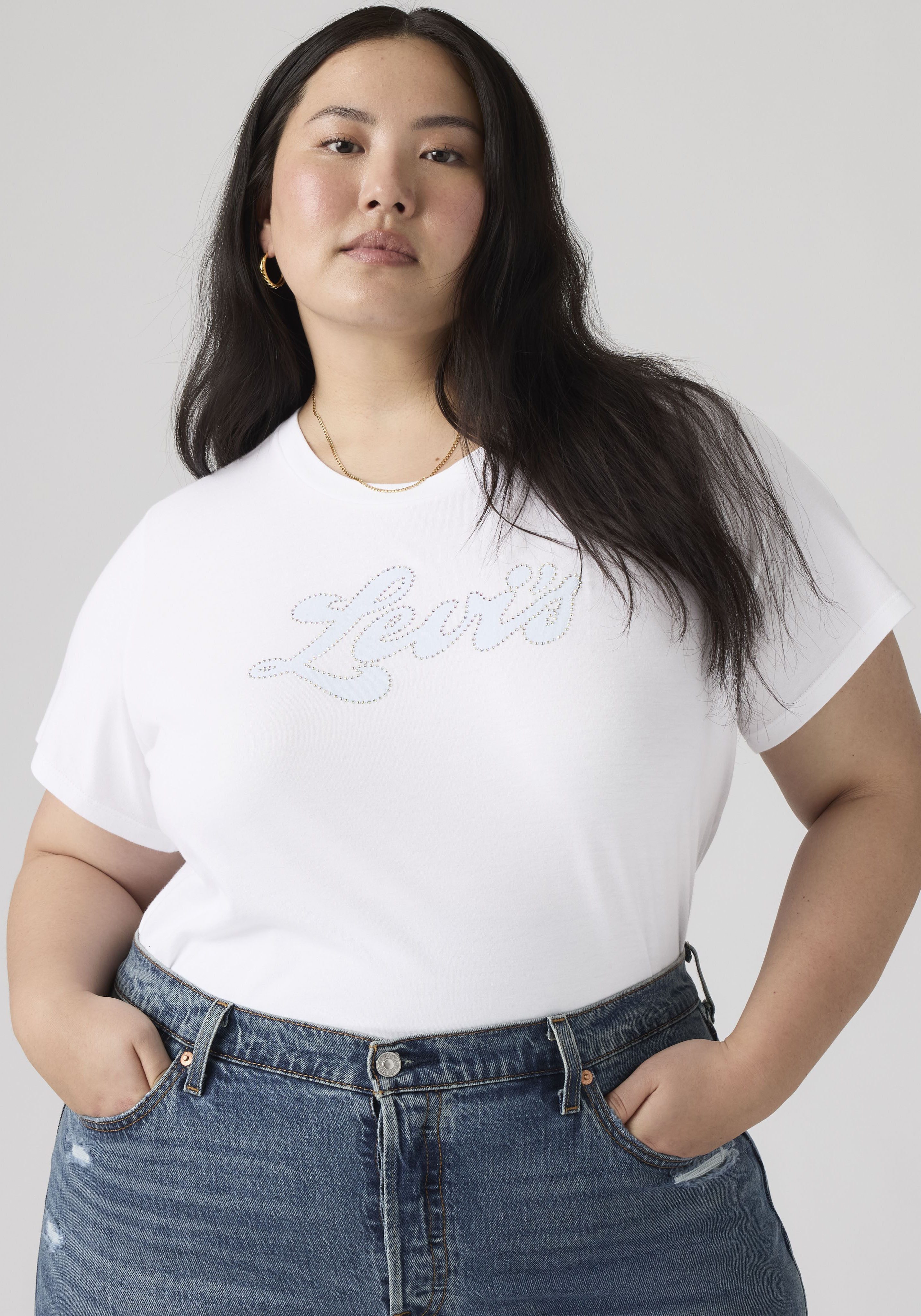Levi's® Plus T-Shirt PL PERFECT TEE Applikation mit Glitzersteinen günstig online kaufen