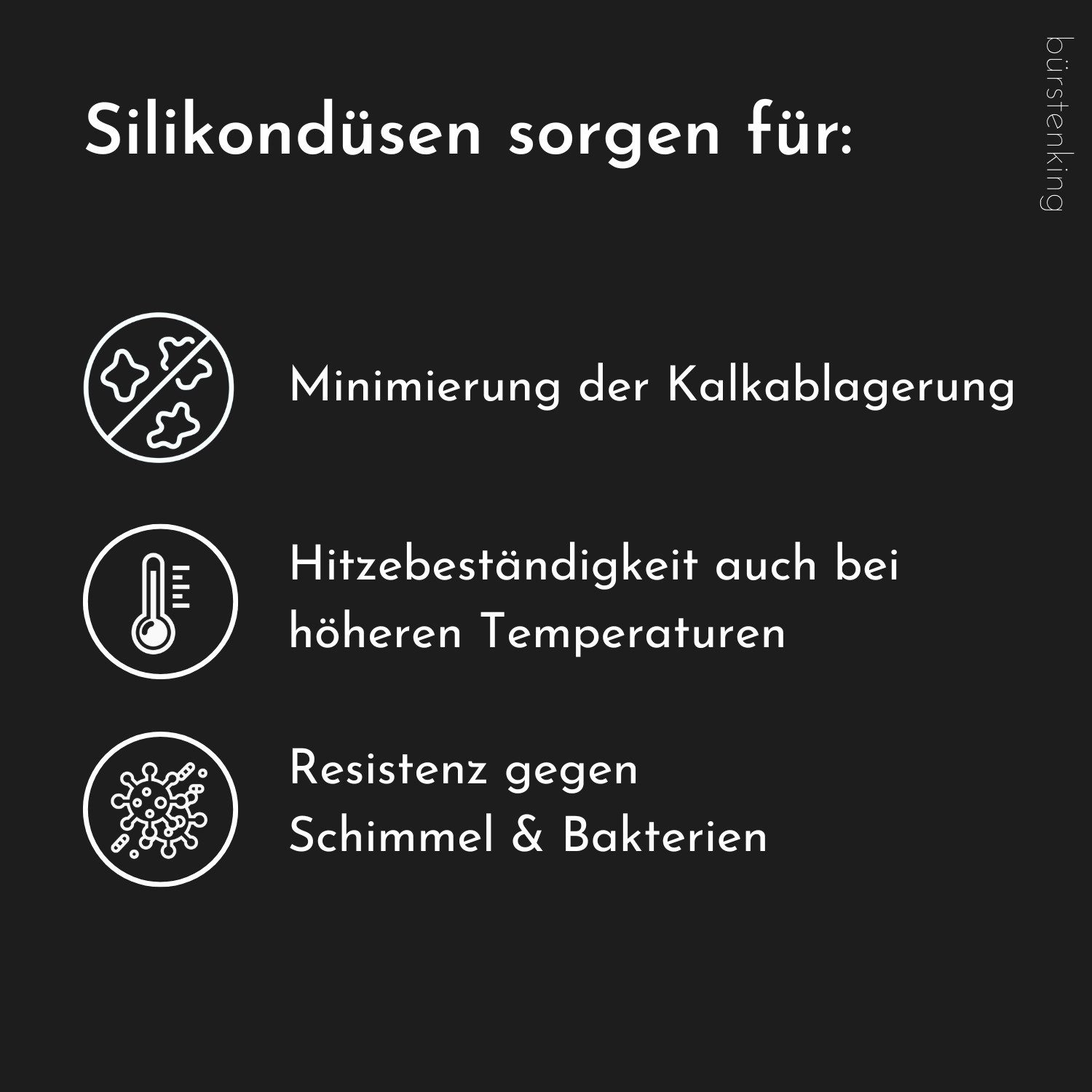 Bürstenking Handbrause Stabbrause Chrom – wassersparend, Silikondüsen G 1/2“ Anschlussgewinde, Wassersparend