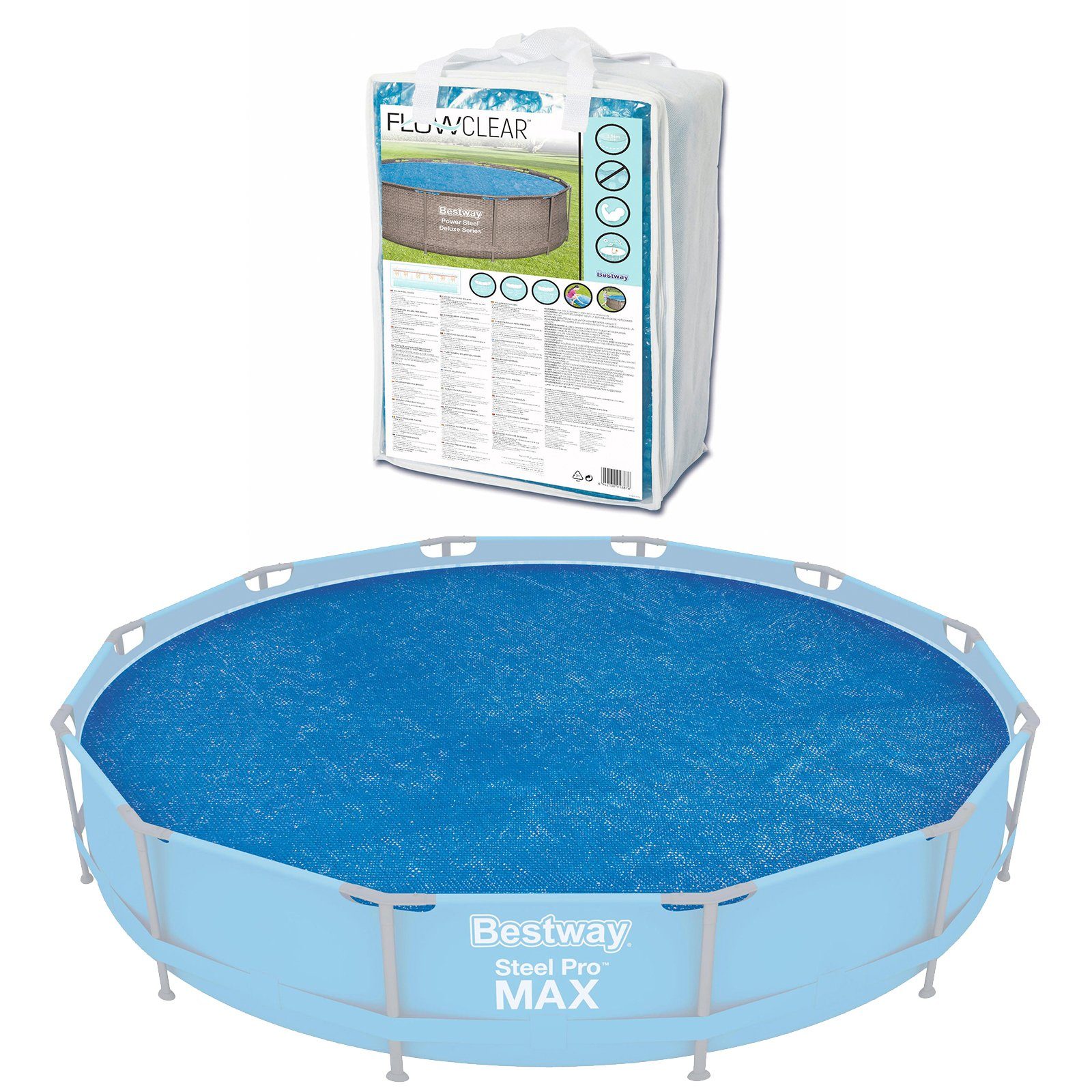 Pool-Abdeckplane Flowclear Solarplane Heiz Folie Blau für Pool Swimmingpool Ø 300cm