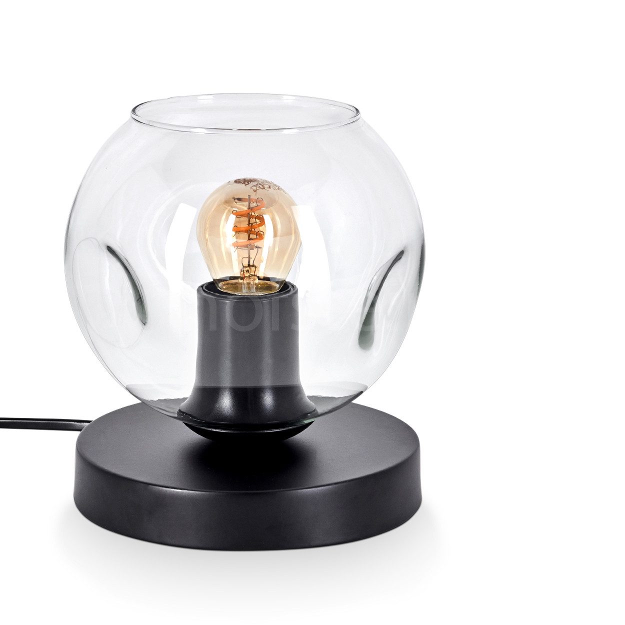 Tischleuchte Tischlampe aus Metall/Glas in Schwarz/Klar