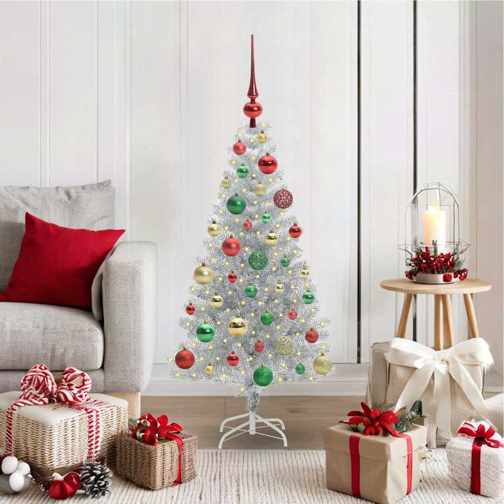 vidaXL Künstlicher Weihnachtsbaum Weihnachtsbaum Silber 120 cm PET