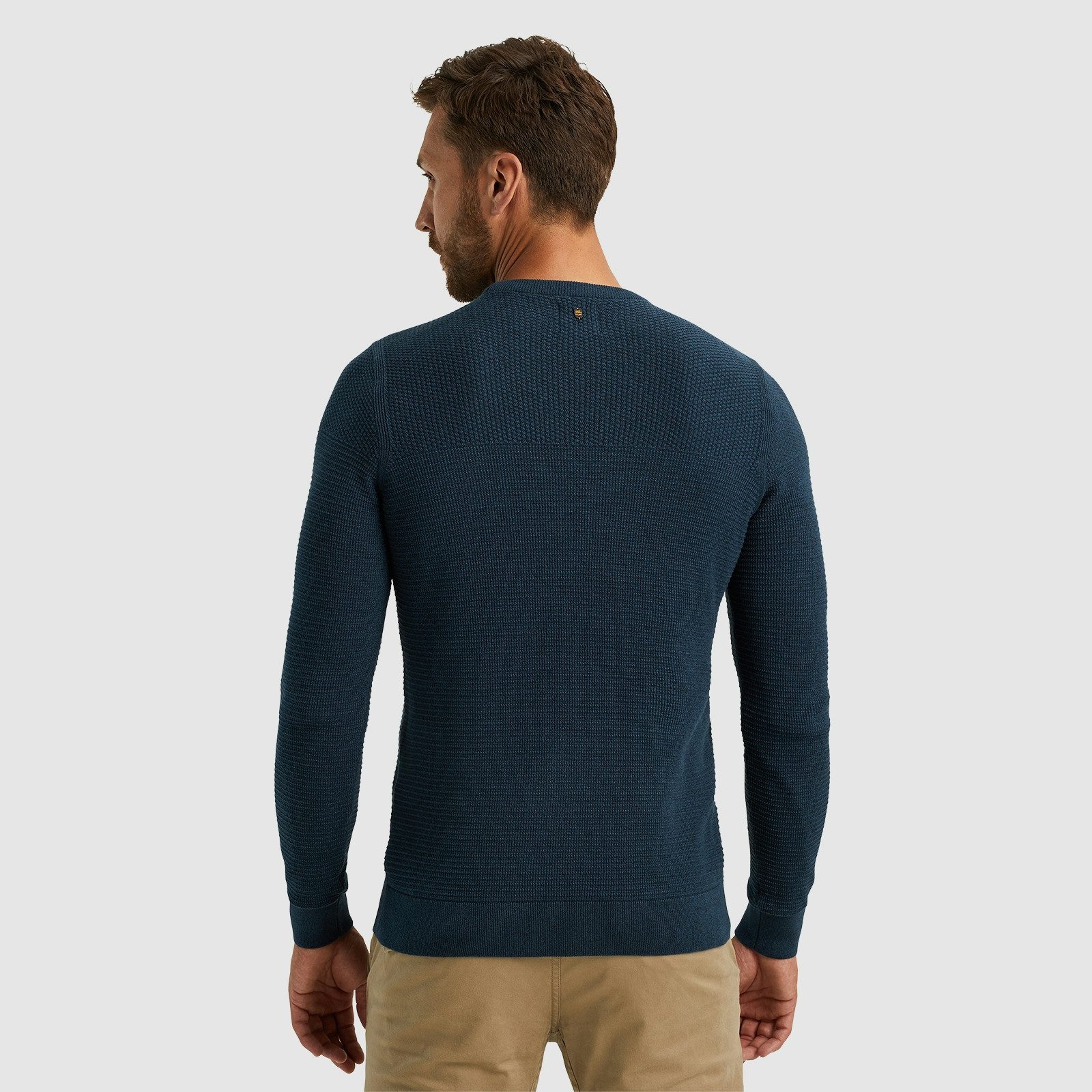 PME LEGEND Rundhalspullover Crewneck collar cotton mouline mit Logostickerei