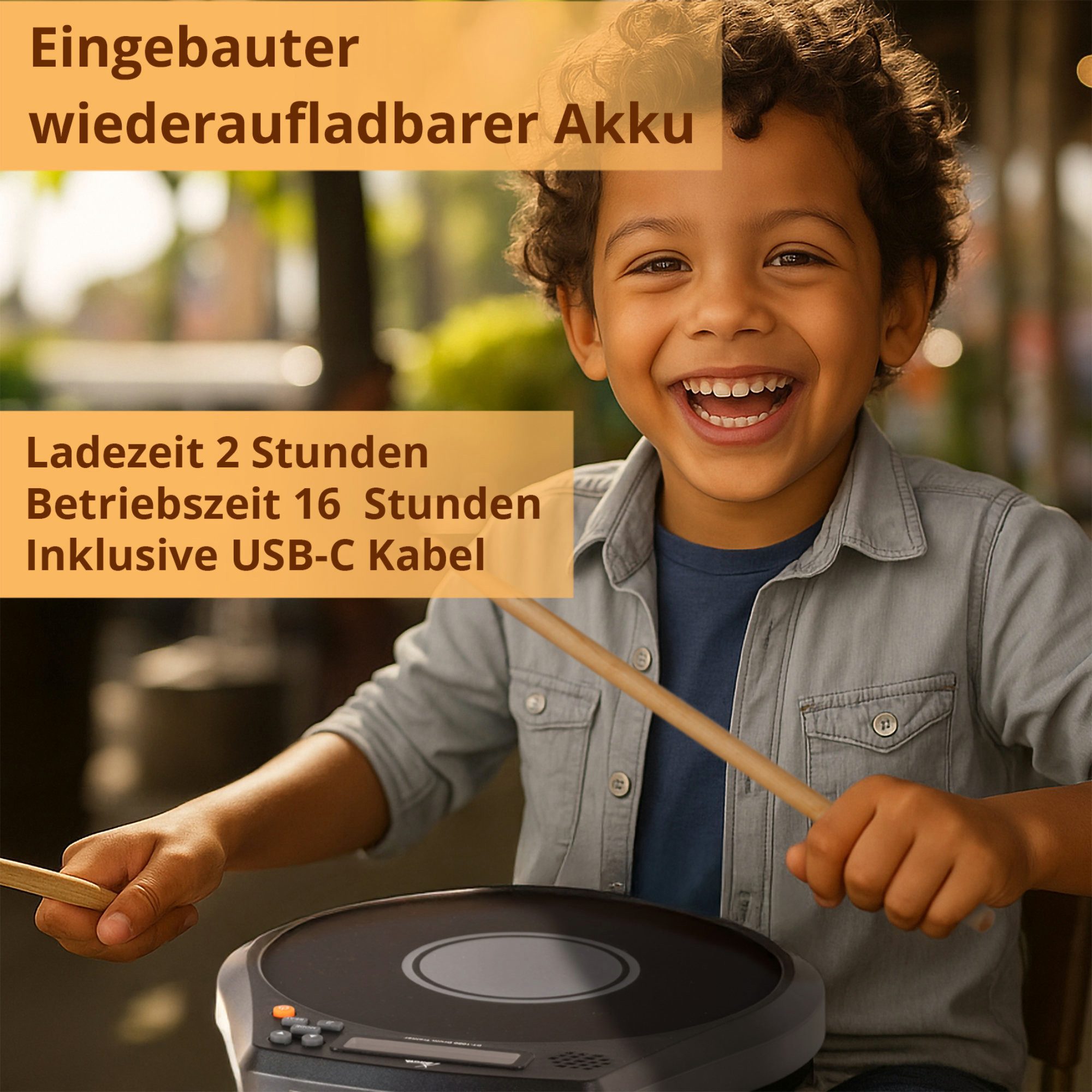 XDrum E-Drum Pads XDrum DT-1000 Drum Trainer Rhythm Coach, Mit eingebauten Akku mit 16h Laufzeit, Effektives Timing- und Schlagtraining für jeden Drummer – Bild 3 von 5