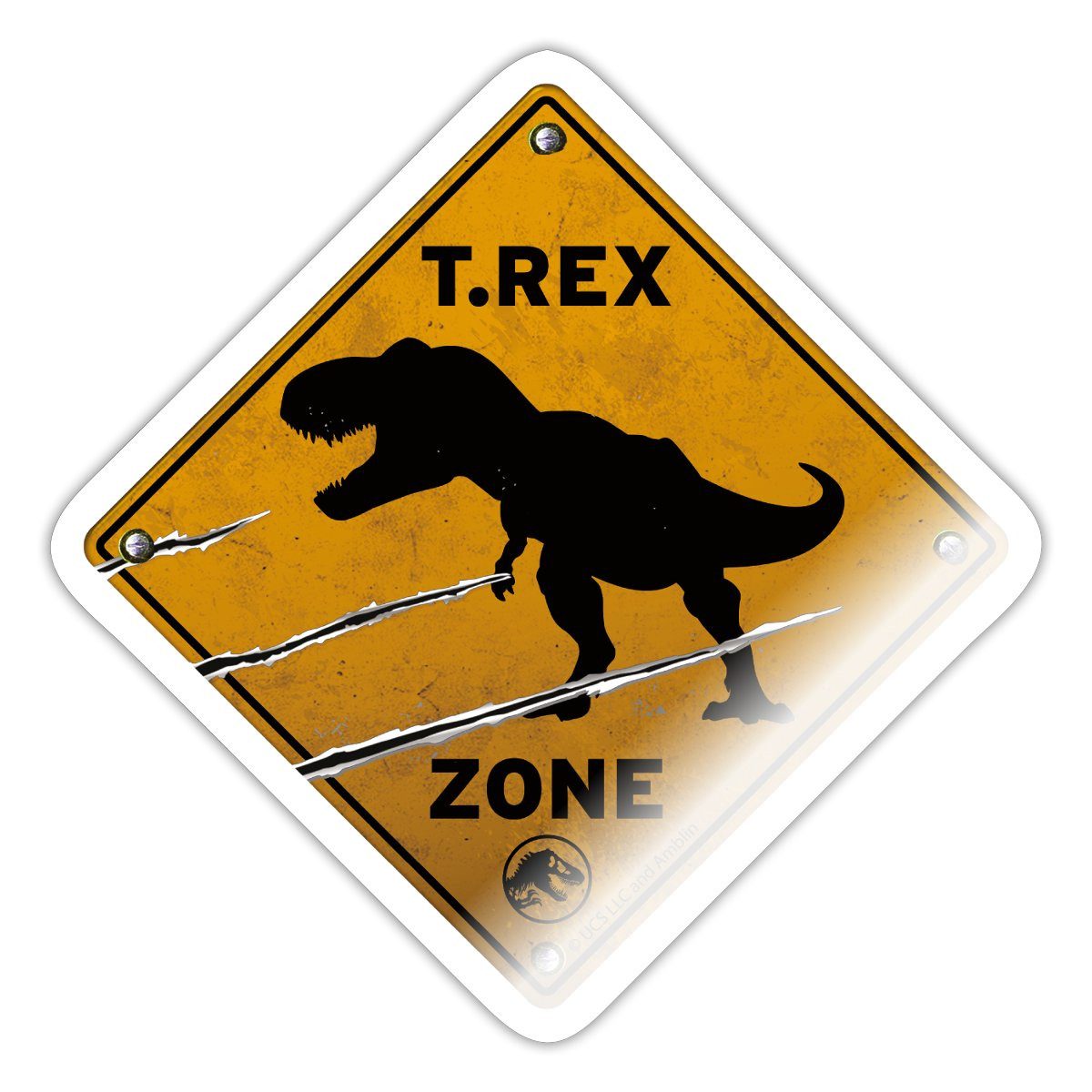 Spreadshirt Aufkleber Jurassic World Warnschild T-Rex Zone Sticker Aufkleber