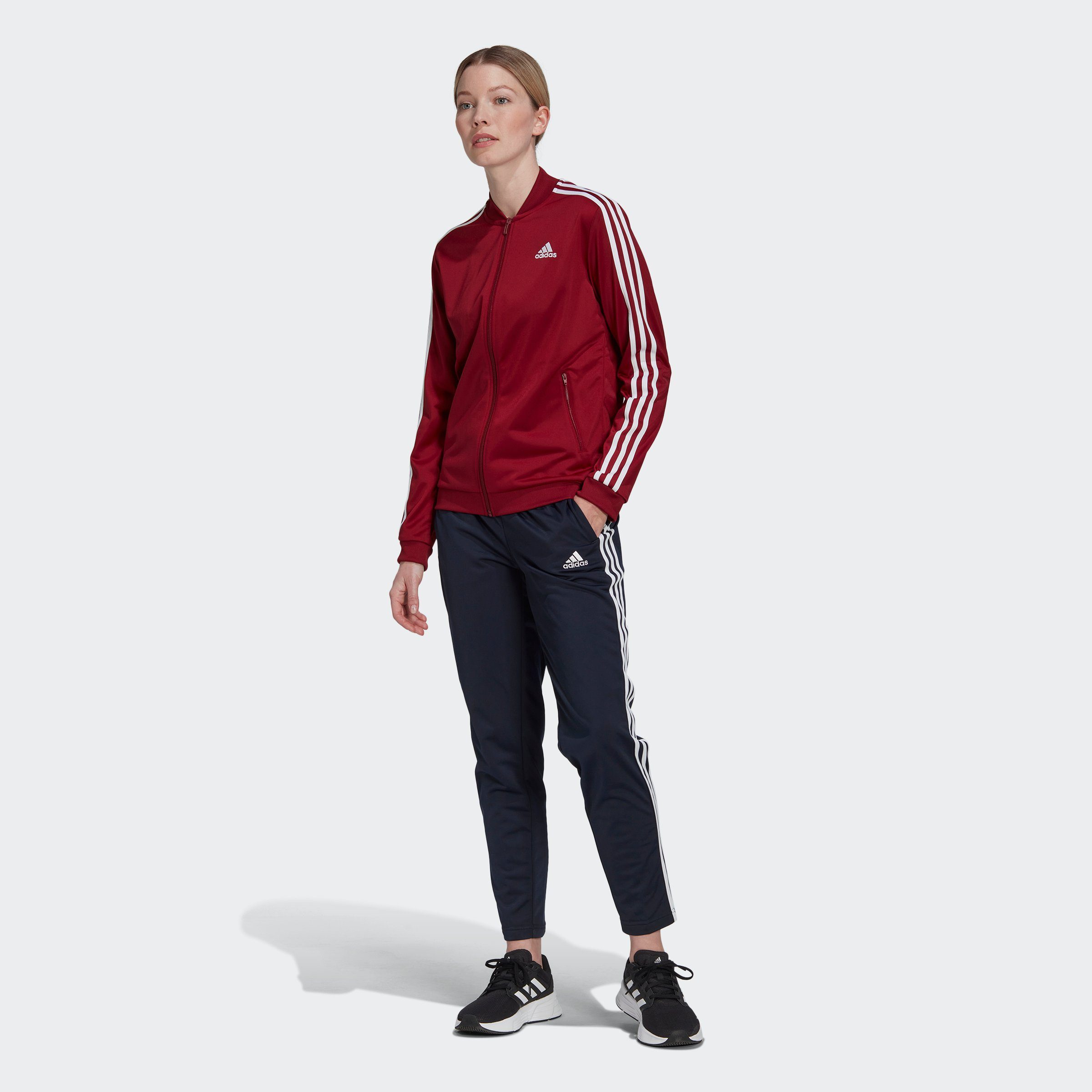 adidas Sportswear ESSENTIALS (2-tlg) Trainingsanzug LEGINK/CBURGU 3-STREIFEN