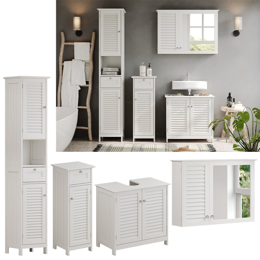 Vicco Badmöbel-Set Riad, Weiß, 4 Teile, günstig online kaufen