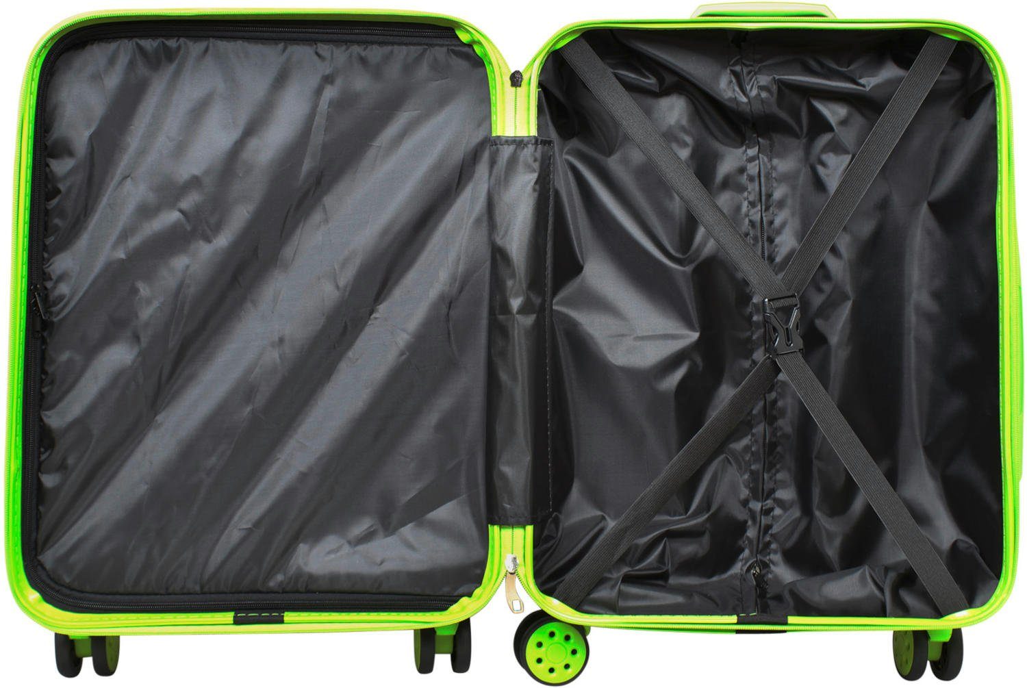 Warenhandel König Hartschalen-Trolley Santorin, 4 Rollen, farbig abgesetzte Griffe, Rollen und Reißverschlüsse