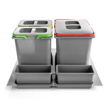BigDean Mülltrennsystem Abfalleimer 3-teilig (1x 15l & 2x 7l) Müllbehälter mit Tragegriff