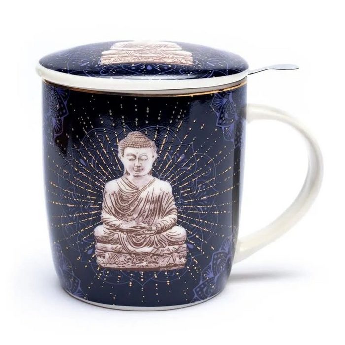 yogabox Tasse Set Teetasse Buddha blau Bone China-Porzellan
