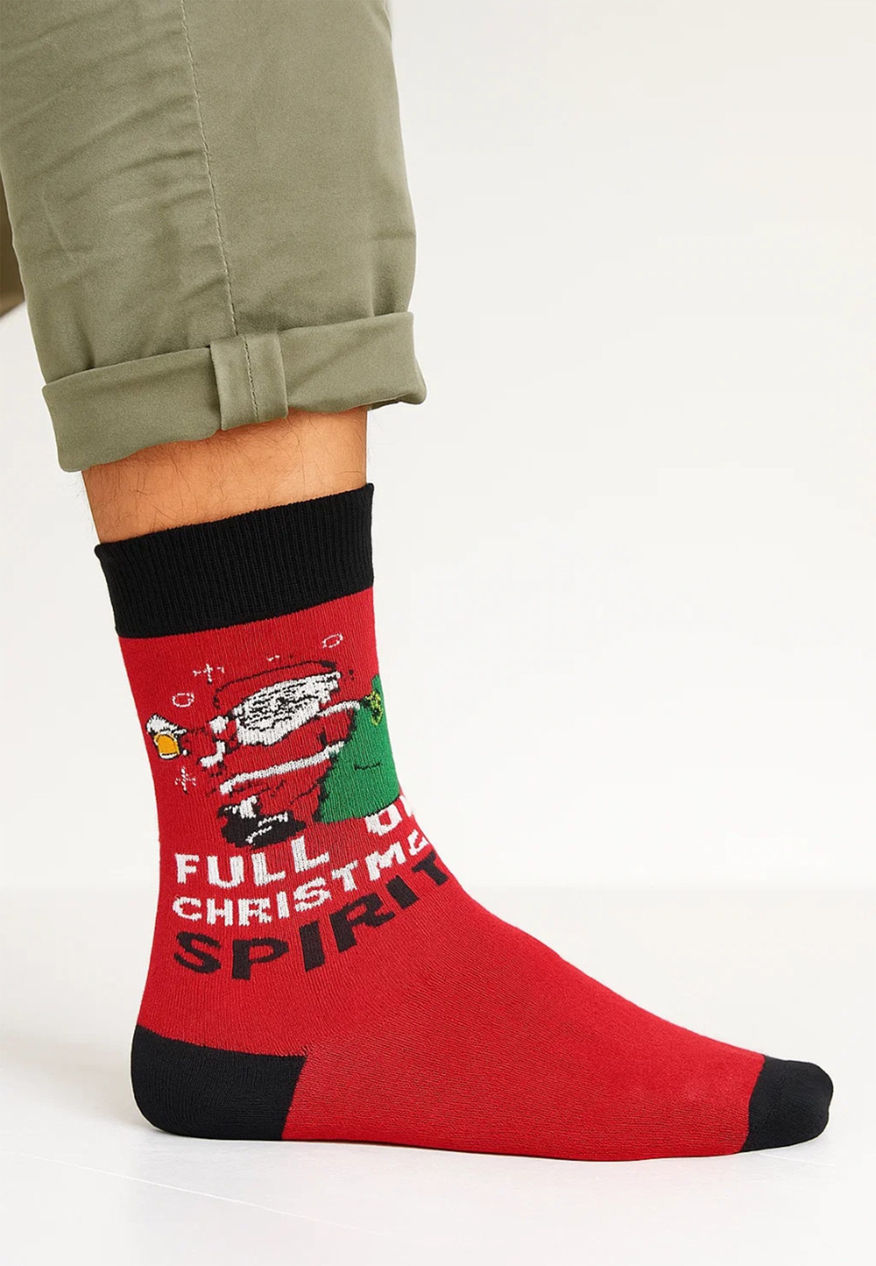 Yuhu Socken Herren Weihnachtssocken 2er Set mit Weihnachtsmotiv aus Baumwolle (2-Paar)