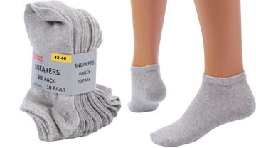 Betz Sneakersocken Betz Sneaker Socken mit Komfortbund ohne drückende Naht Classic (Set, 10-Paar, 10 Paar) Farbe grau, Größe 43-46