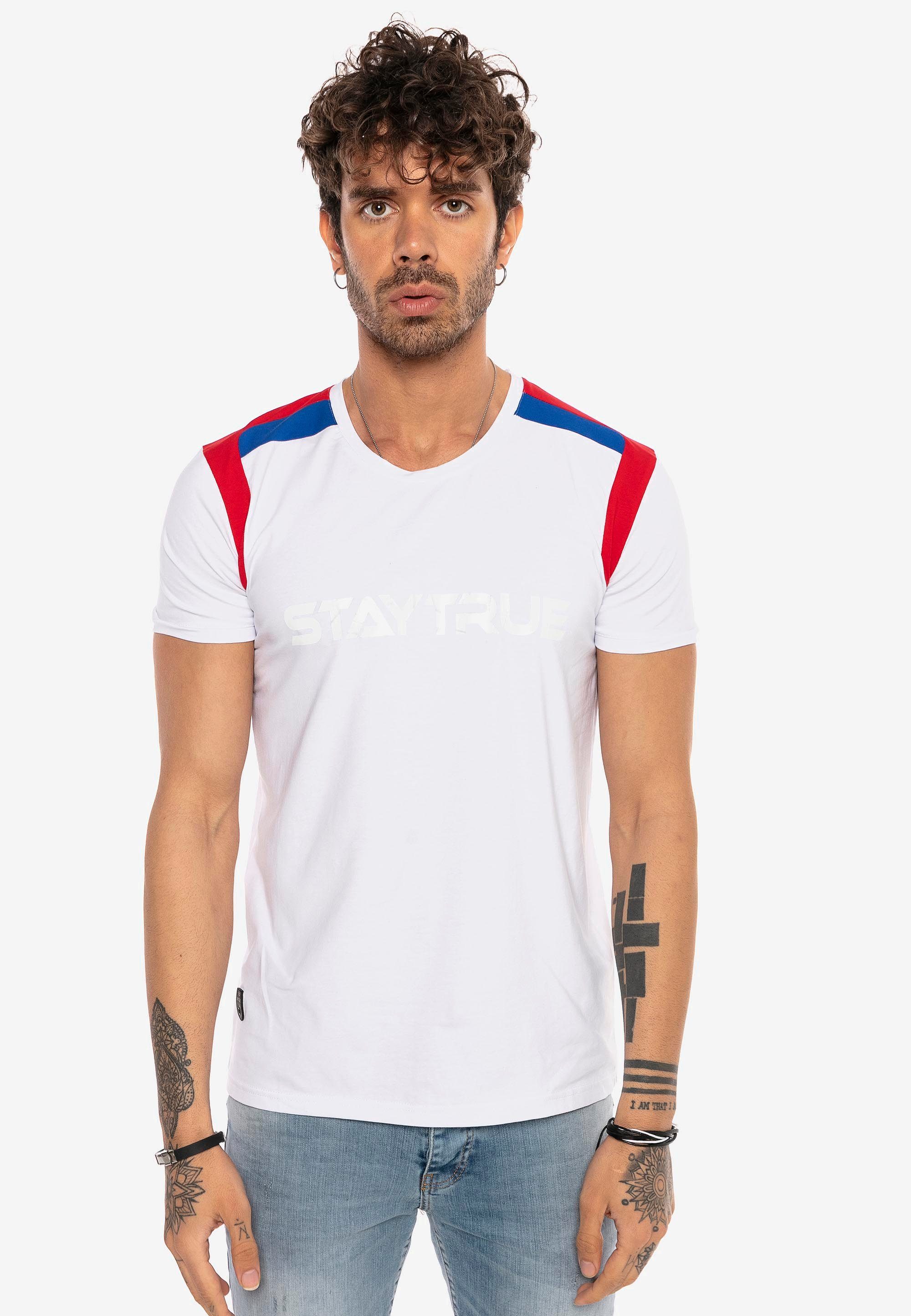 RedBridge T-Shirt Milwaukee mit lockerem Stay-True-Print weiß-mehrfarbig