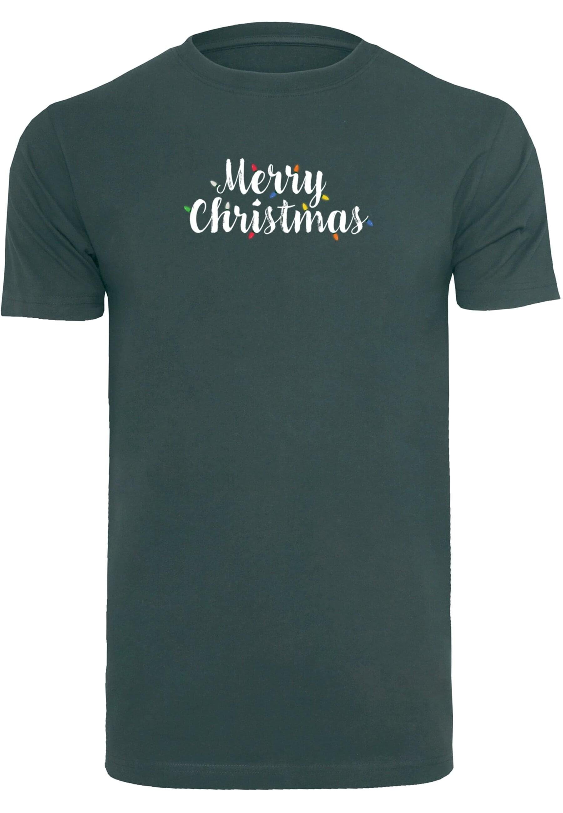 T-Shirt Merry Christmas Lights (1-tlg) Merchcode Herren Neck bottlegreen Round T-Shirt