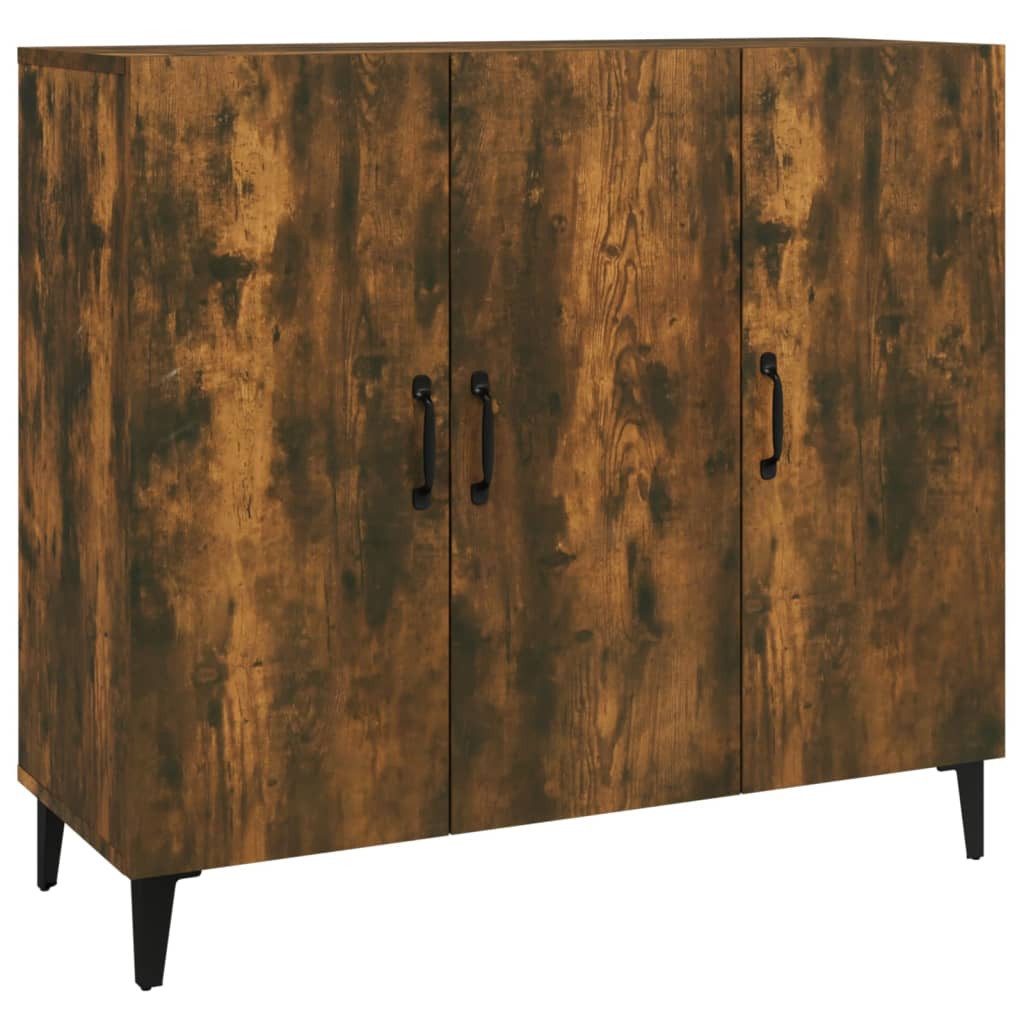 furnicato Sideboard im Industrie-Stil 90x34x80 cm in Räuchereiche (1 St), Stabiler Beistellschrank mit sechs Fächern und Wandhalterung