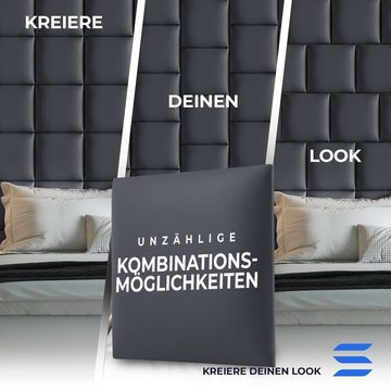 softwalls Kopfteil Wandkissen Kunstleder - Kopfteil Bett Wandpaneel, Grau - 30x30, (1 St., 5 (sehr gut), Schalldämmend