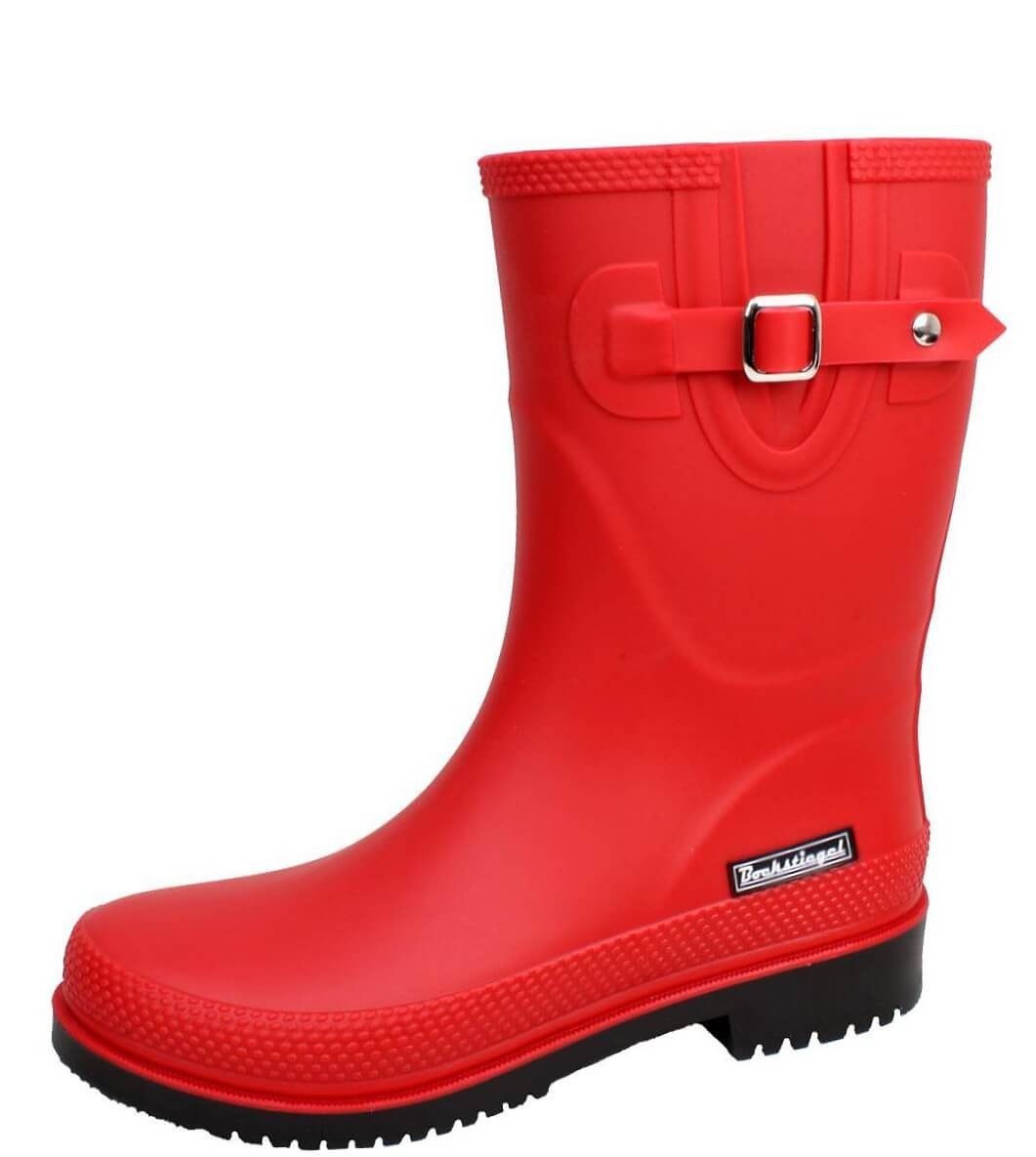 Bockstiegel Gummistiefel Damen Regenstiefel Lotte-K mit seitlicher Zierschnalle rot-schwarz