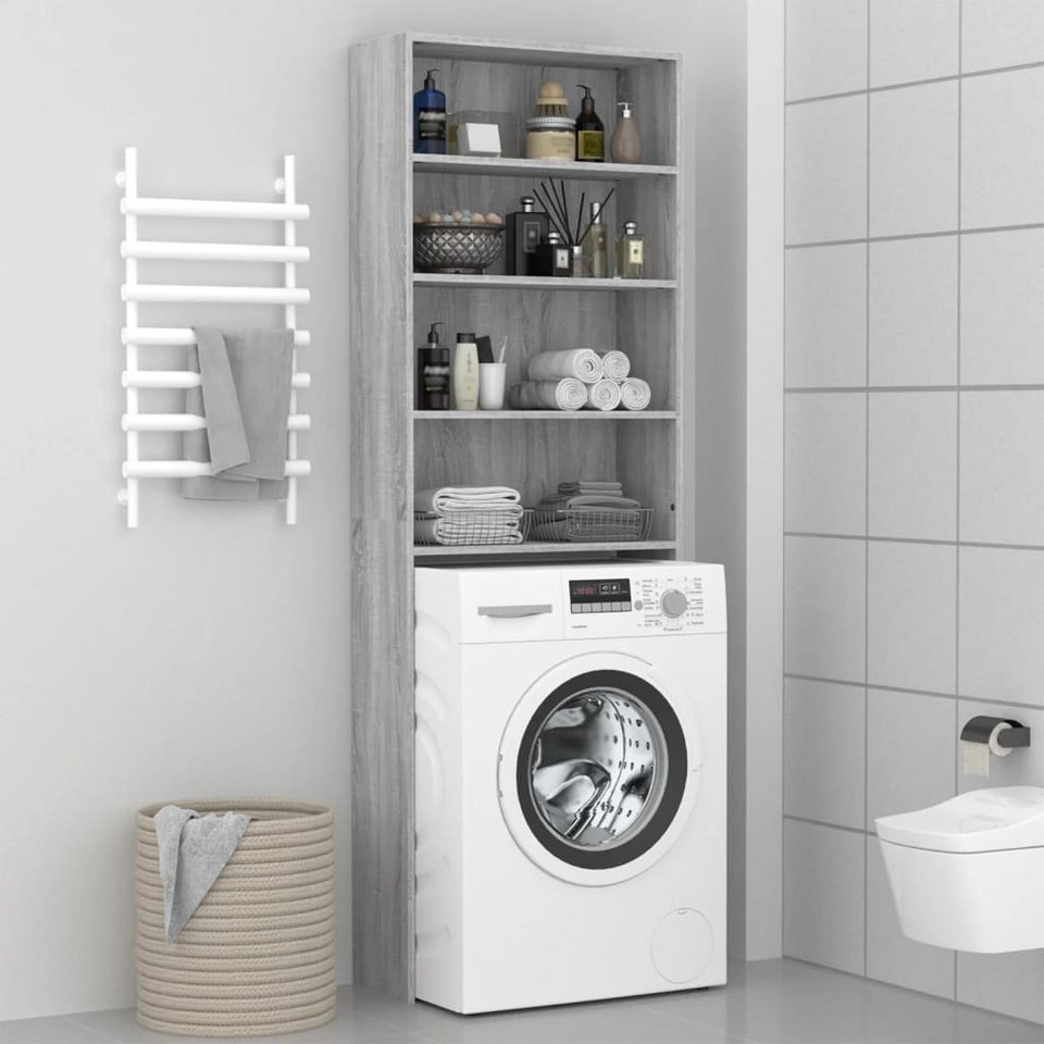 DOTMALL Waschmaschinenunterschrank Waschmaschinenschrank Grau Sonoma  64x24x190 cm Toilettenschrank