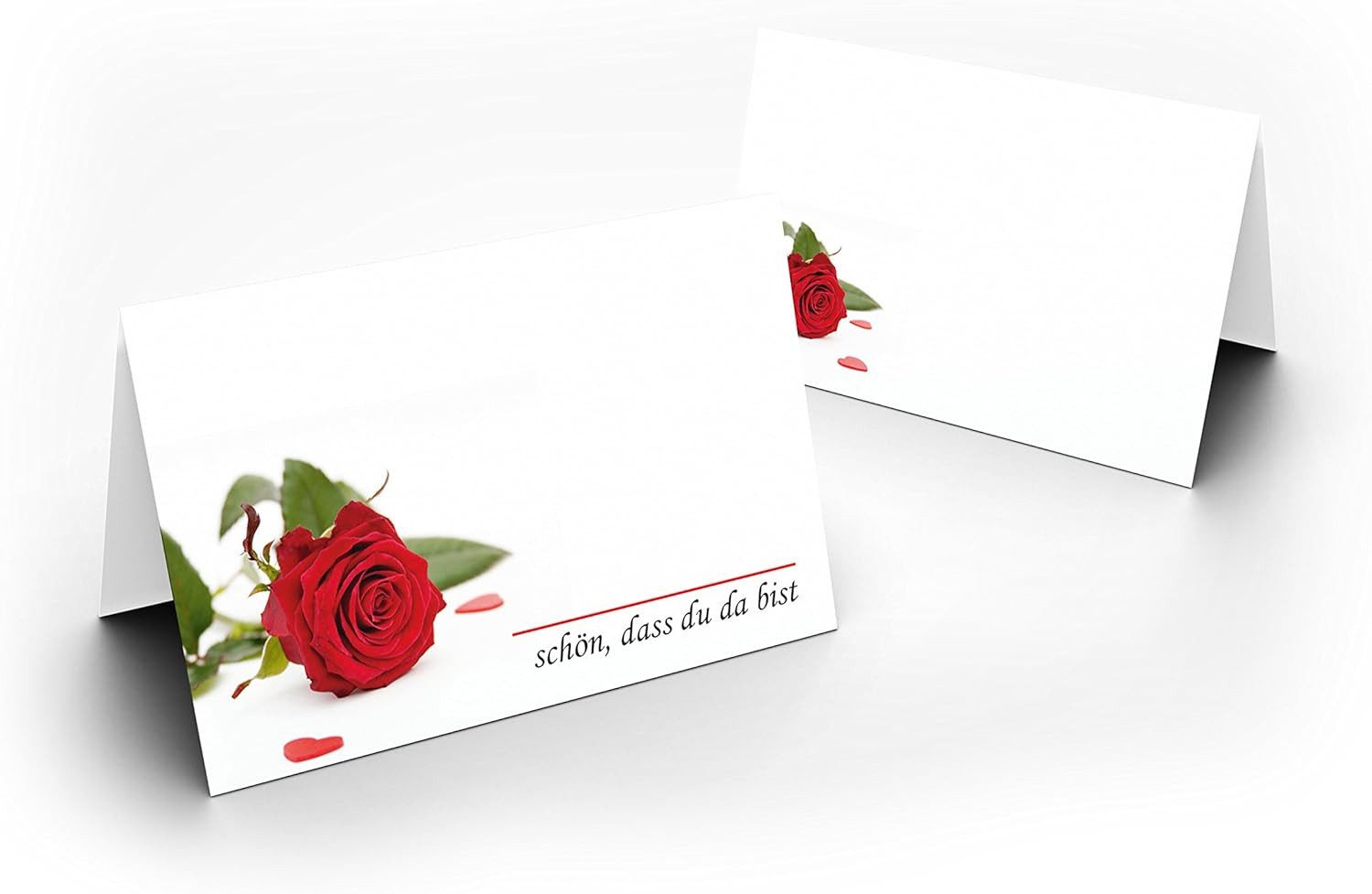 Briefumschläge24Plus Papierdekoration Papierdekoration Platzkarte Rote Rose mit Herz 50 Stück, Papier UV-Lack glänzend