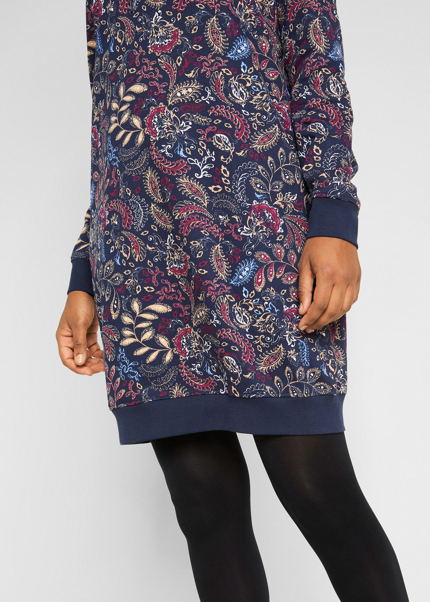 bonprix Sweatkleid mit Kapuze, aus Baumwolle, lockere Passform, mit Tunnelzug