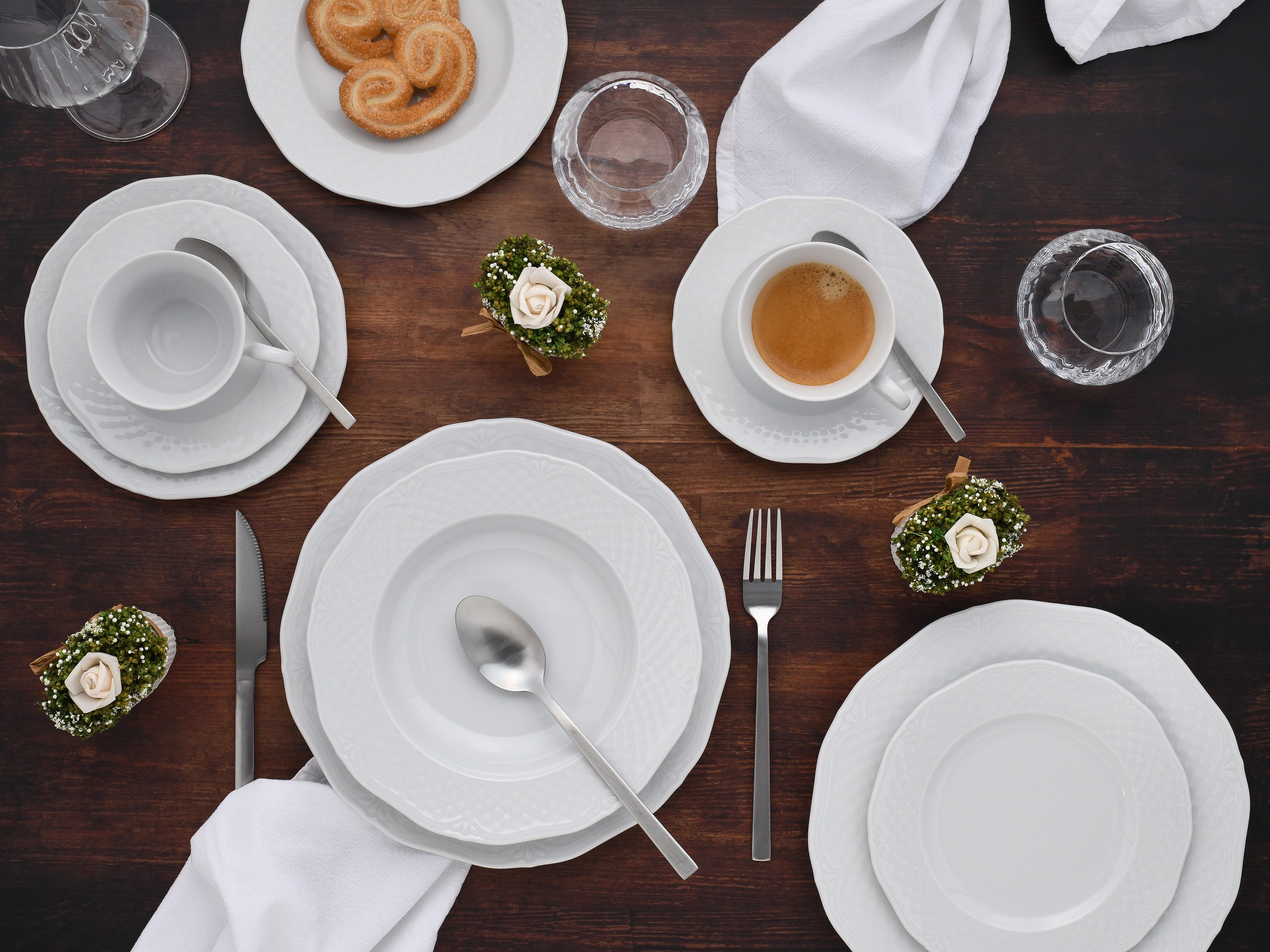 CreaTable Kombiservice Arianne Weiss (30-tlg), 6 Personen, Porzellan