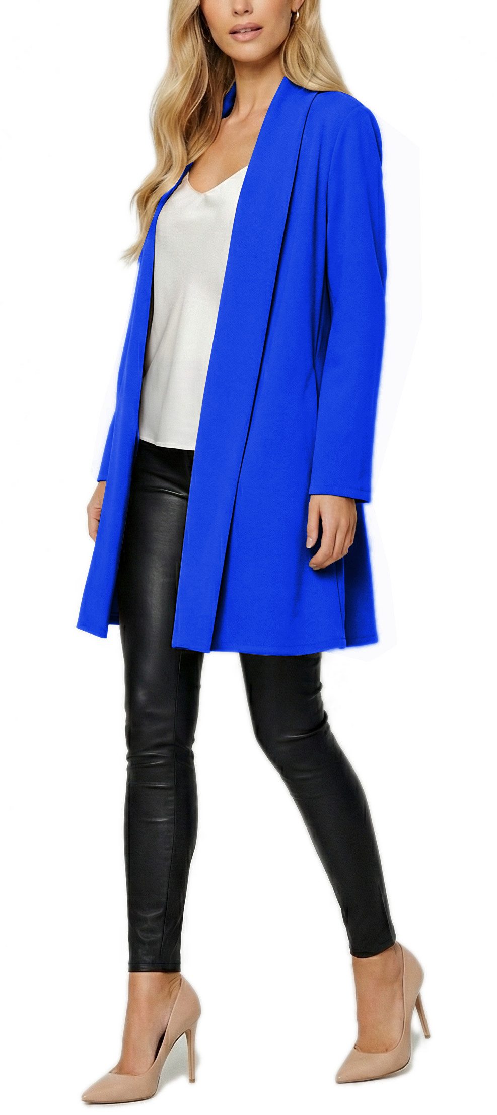 dy_mode Cardigan Damen Langcardigan offen Leichte Übergangsjacke für Frühjahr Sommer in Unifarben, Ohne Verschluss – Bild 4 von 5