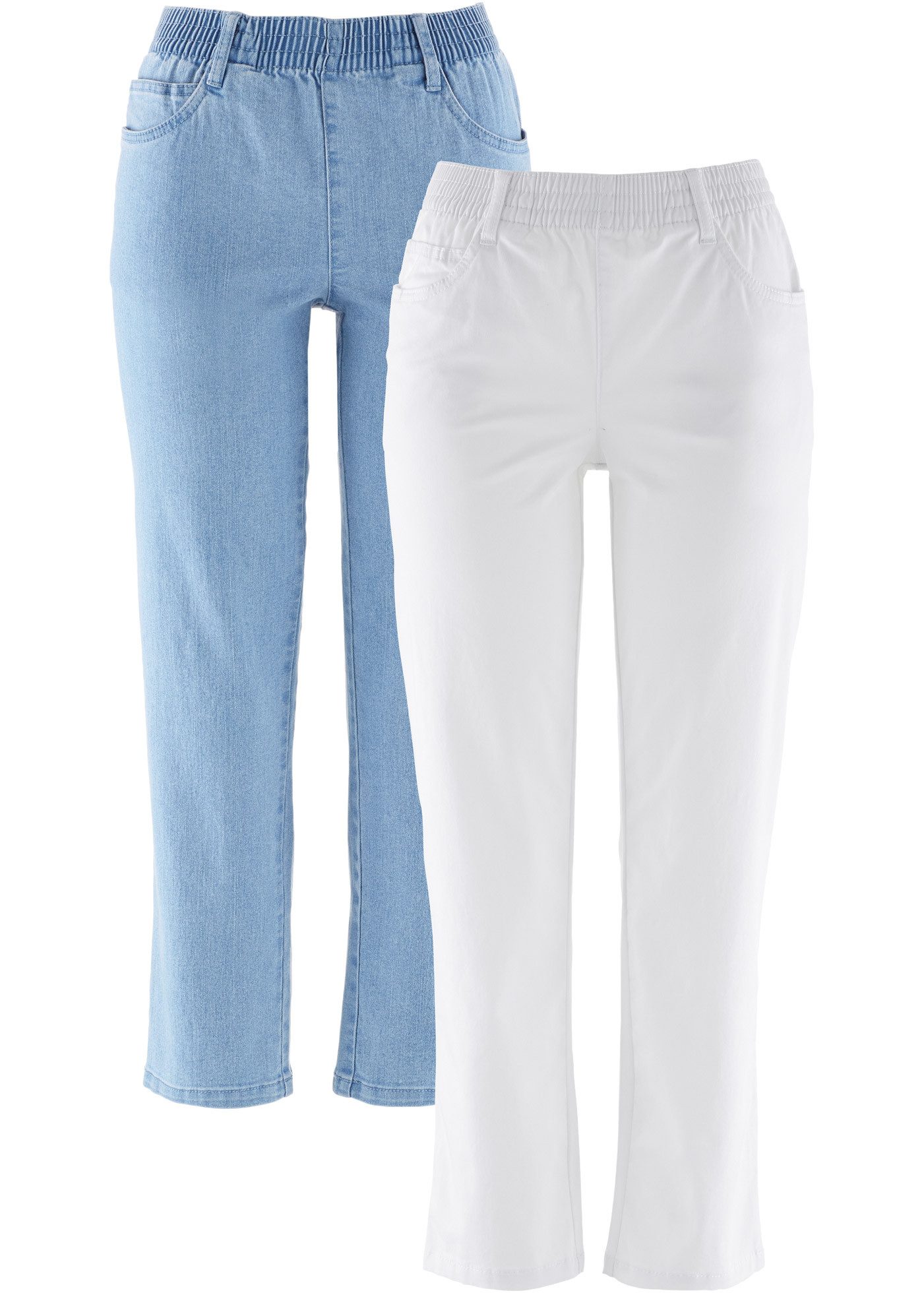 bonprix Straight-Jeans (Packung, 2-tlg) gerades Bein, mit erhöhtem Gummibund, in Stretch-Qualität