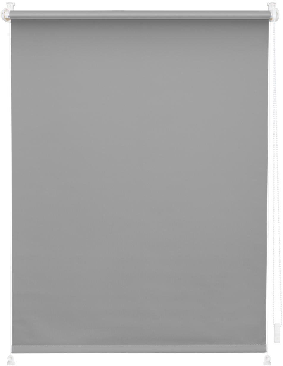 Seitenzugrollo Uni Rollo, LICHTBLICK ORIGINAL, Klemmfix, grau mit Farbbeschichtung verspannt, - Klemmfix und ohne verdunkelnd, und Bohren, Fenster Klemmträger für Türen