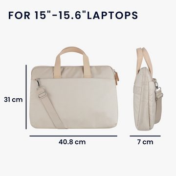 kwmobile Laptop-Hülle Laptoptasche für 15" 15,6" Laptop Hülle, Tasche für Laptop mit zahlreichen Taschen - Beige