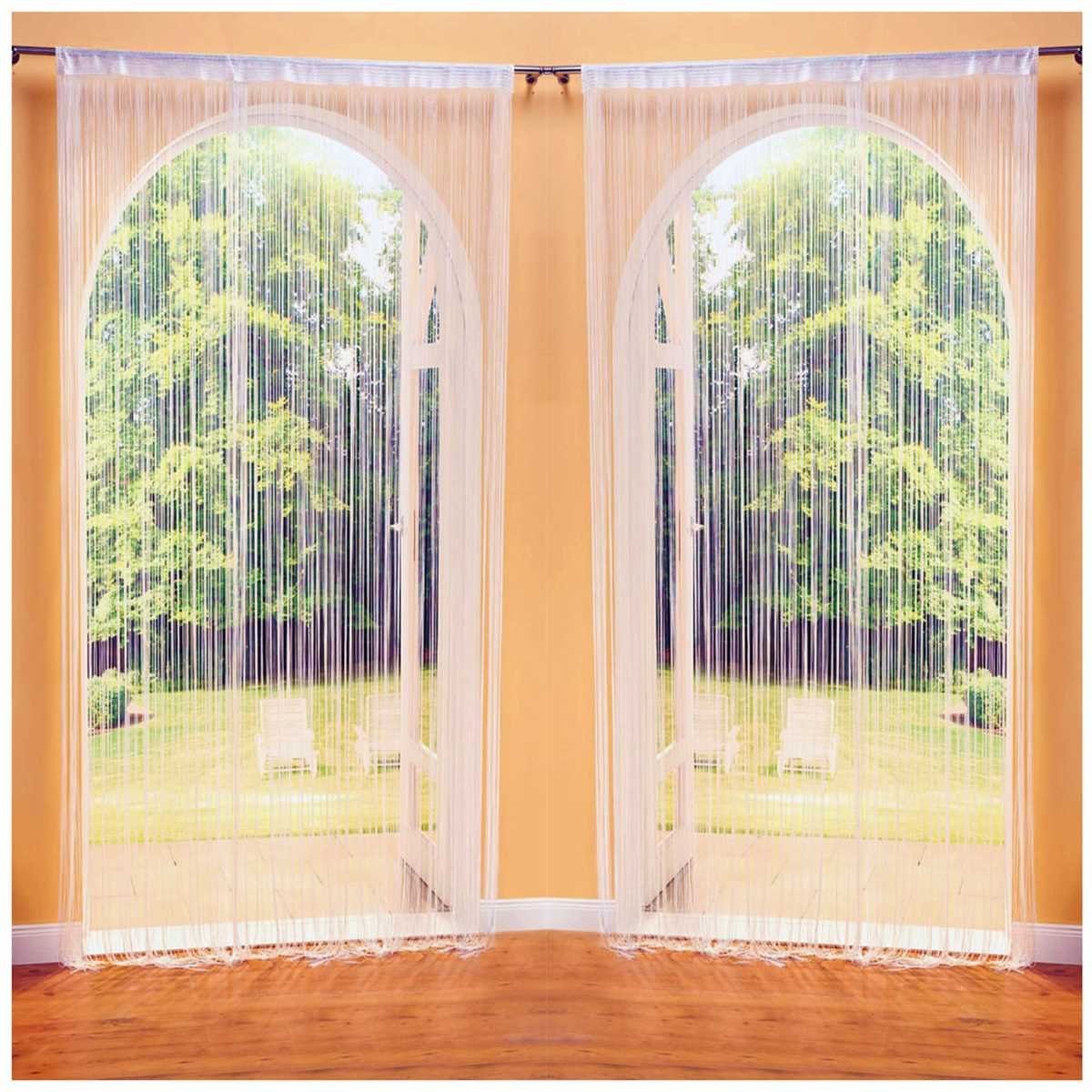 Bestlivings Fadenvorhang (2 St), Stangendurchzug, halbtransparent, Fadengardinen mit Stangendurchzug, Vorhang – Bild 5 von 5