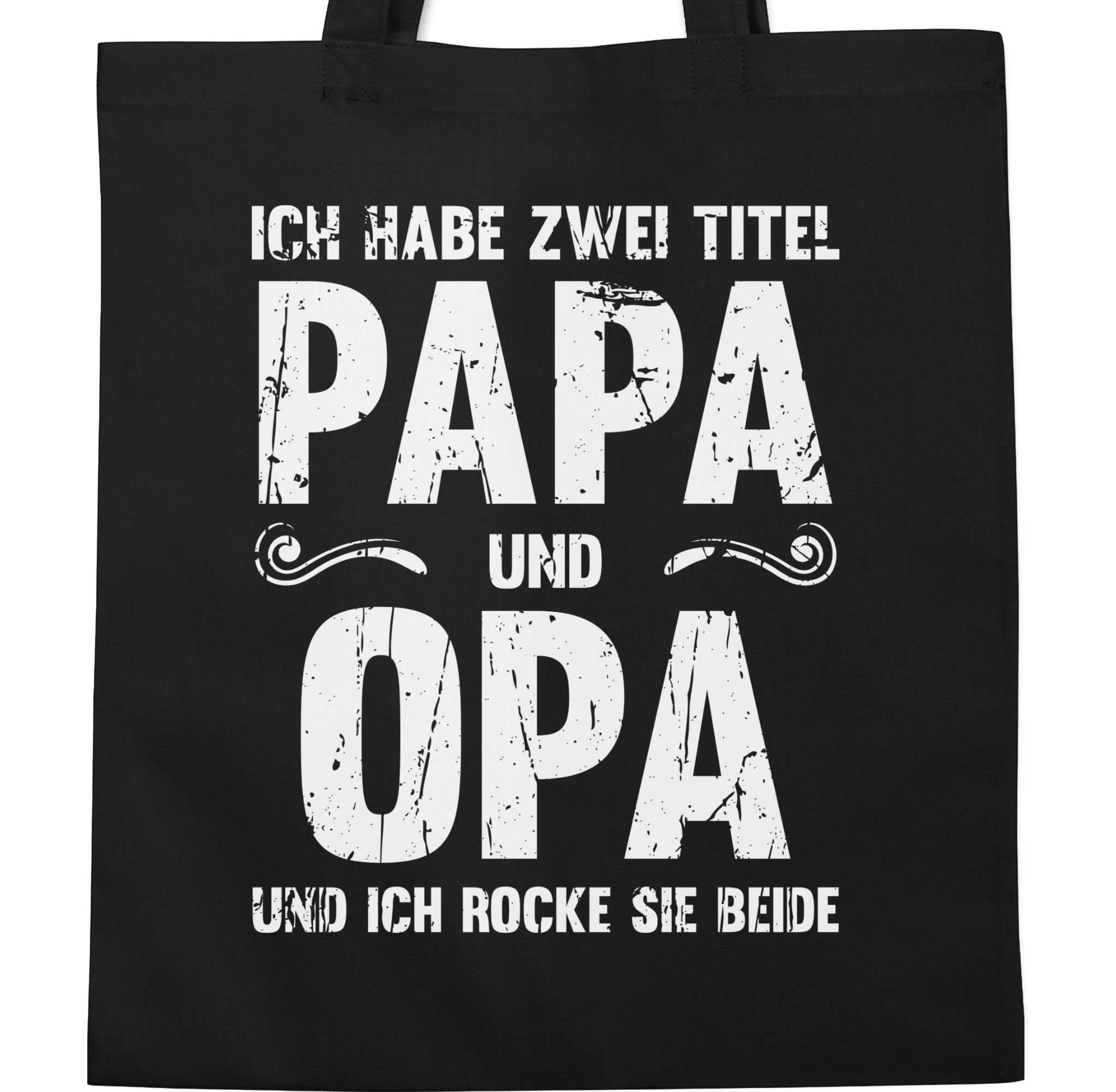Shirtracer Umhängetasche Ich Schwarz I habe Vatertag Papa Bester zwei Papi und Geschenk Geschenk 2 Opi, Opa Titel und