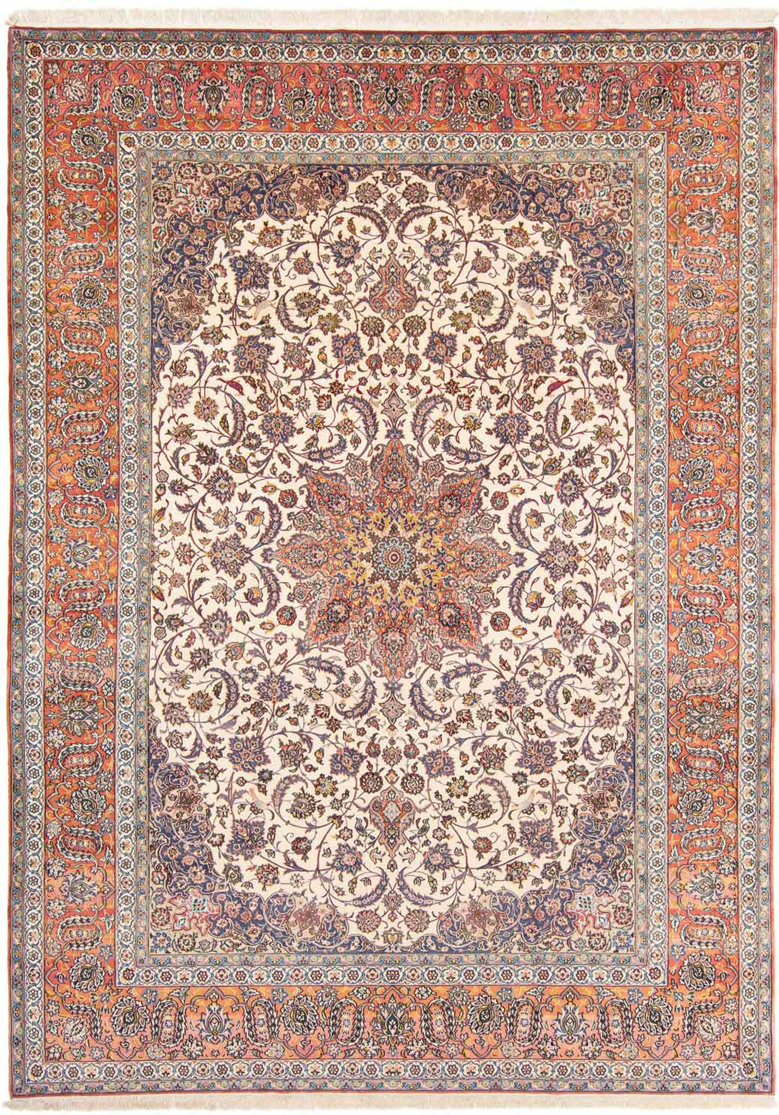 255 morgenland, cm Einzelstück - Höhe: Zertifikat Handgeknüpft, Premium Wohnzimmer, rechteckig, mit - 362 - mm, Orientteppich beige, Perser x Isfahan - 6