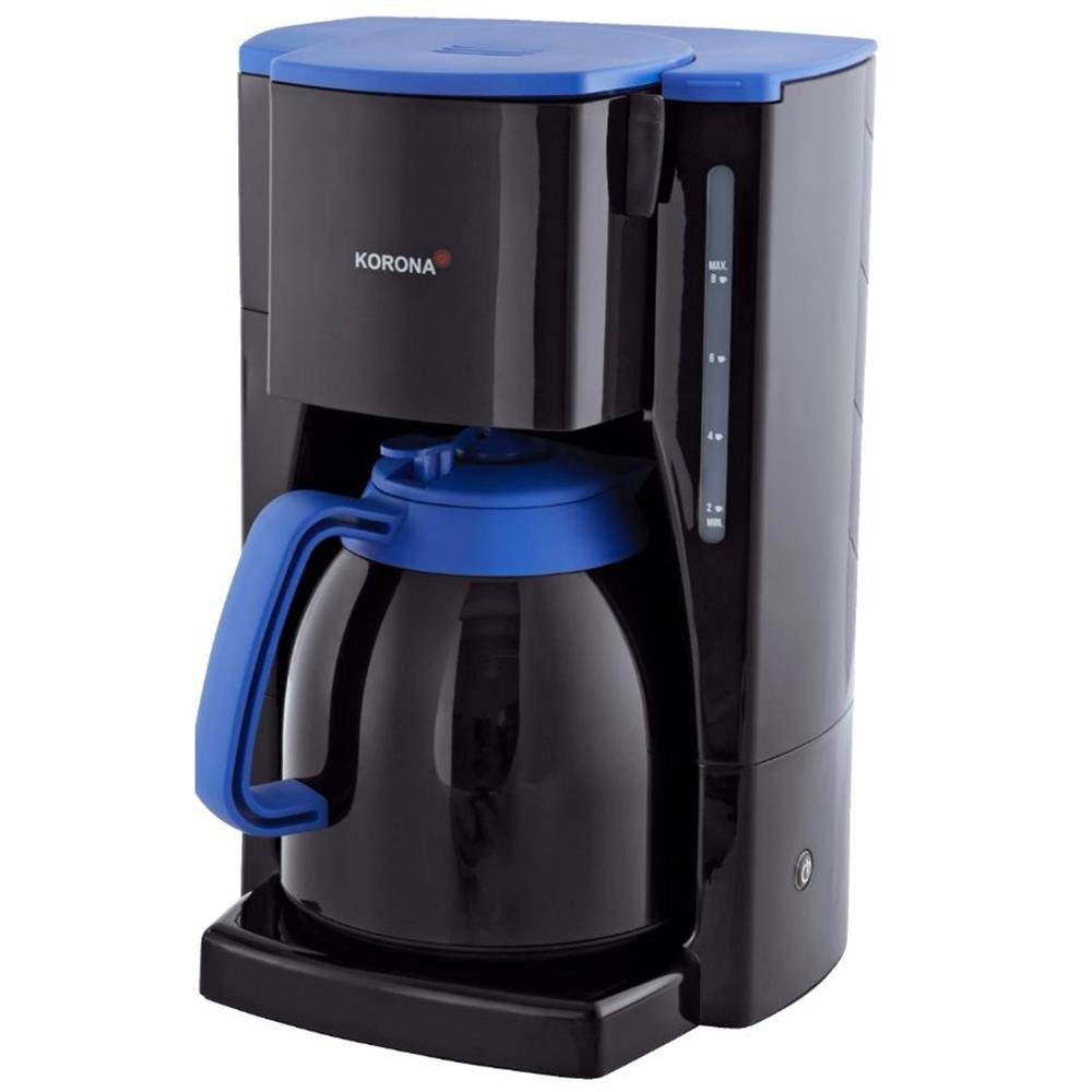 2 10314, 1l Filter-Kaffeeautomat, Filterkaffeemaschine Schwarz/Blau KORONA 1x4, 8 Kaffeekanne, Thermokannen, Papierfilter Tassen,