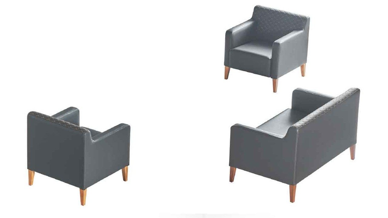 Xlmoebel Polstergarnitur 3-teiliges Arbeitszimmer-Set: 2-Sitzer und 2 Sessel Schwarz, (Polstergarnitur, 3-tlg., 3-teilig), Made in Europa