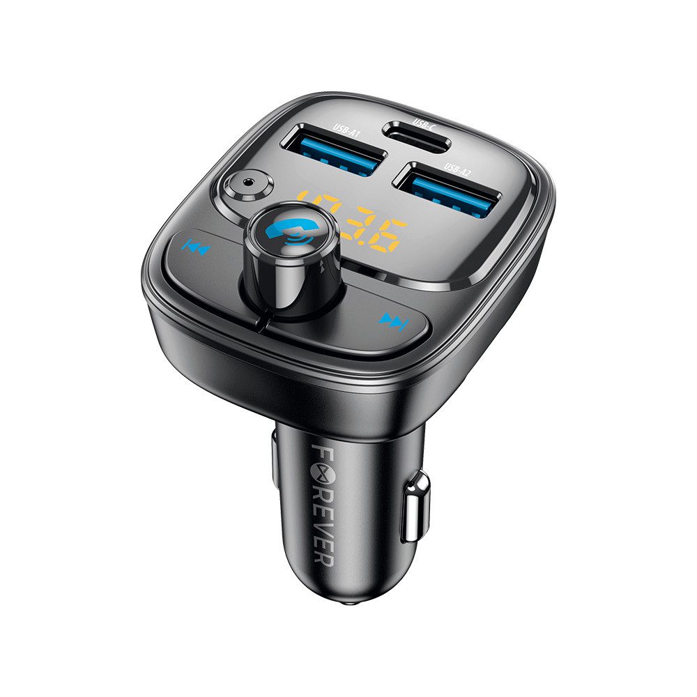 Forever Zigarettenanzünder-Verteiler FM Sender Bluetooth 2 x USB-A 1 x USB-C 30W - Zigarettenanzünder