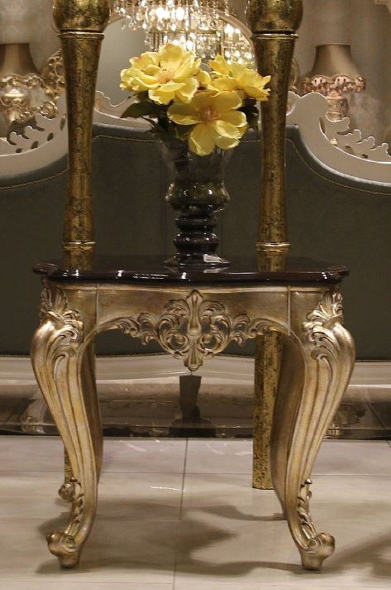 Casa Padrino Beistelltisch Luxus Barock Beistelltisch Dunkelbraun / Gold - Prunkvoller handgefertigter Tisch im Barockstil - Barock Möbel