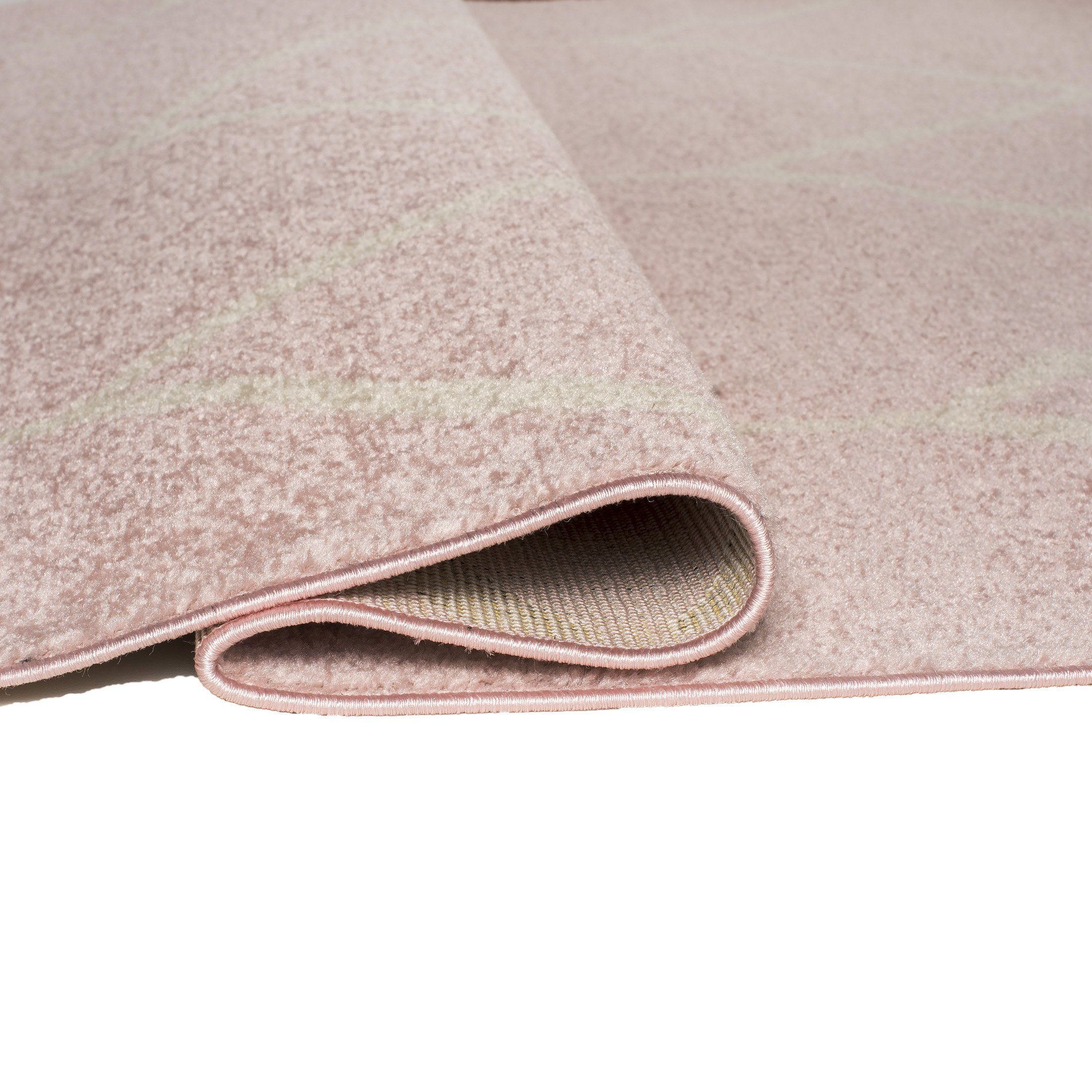 Mazovia, Designteppich Fußbodenheizung, cm, - 170 120 Geeignet Pink Modern Kurzflor Muster Geometrisch mm, Höhe Teppich Kurzflor, farbe x 7 für