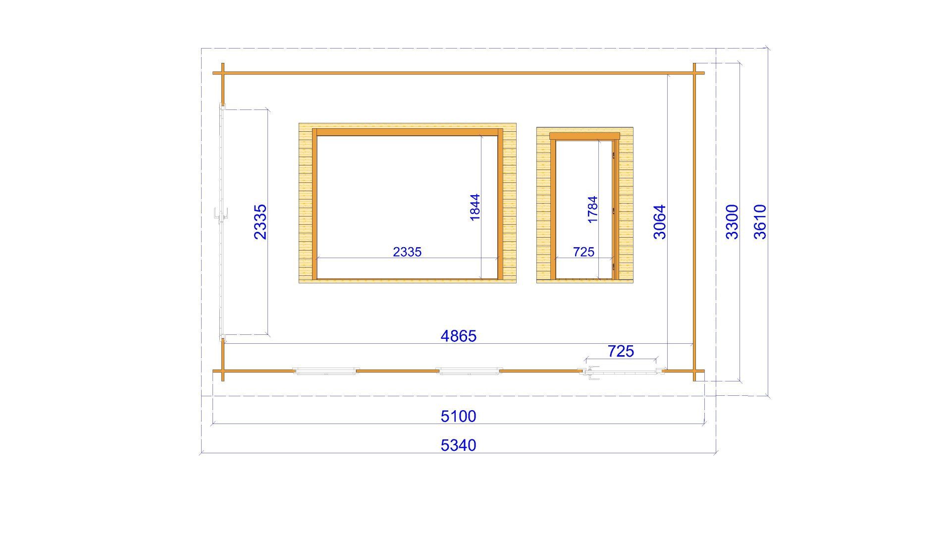 Finn Art Blockhaus Garage Flachdach Holzgarage Schweden 51 mit Holztor, ohne Fußboden, Einzelgarage aus Holz, ohne Dacheindeckung