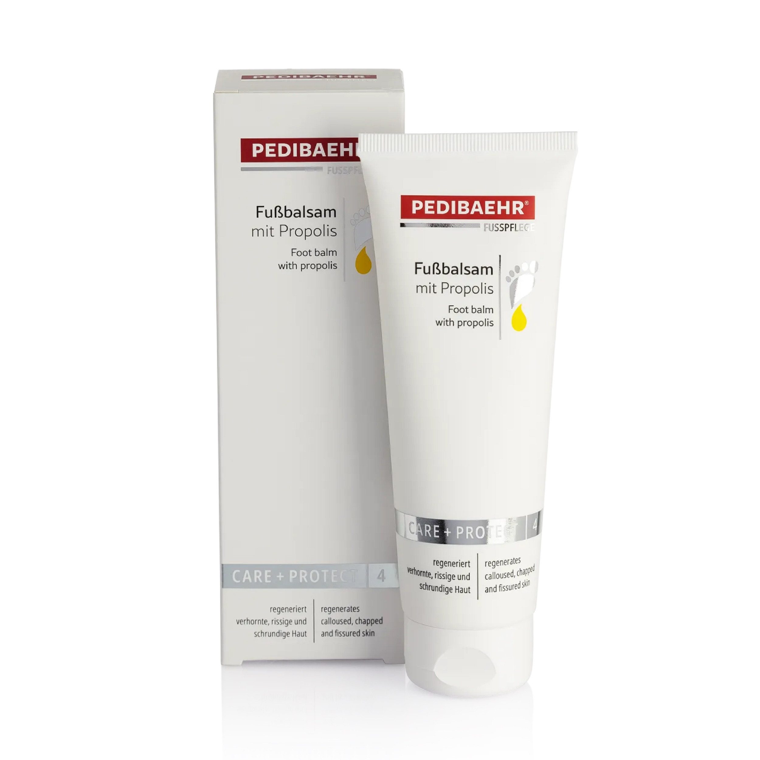 Pedibaehr Fußpflegecreme Pedibaehr Fußbalsam mit Propolis 125ml reichhaltige Fußpflege, 1-tlg., mildert Verhärtungen, Hornhautschwielen, Schrunden