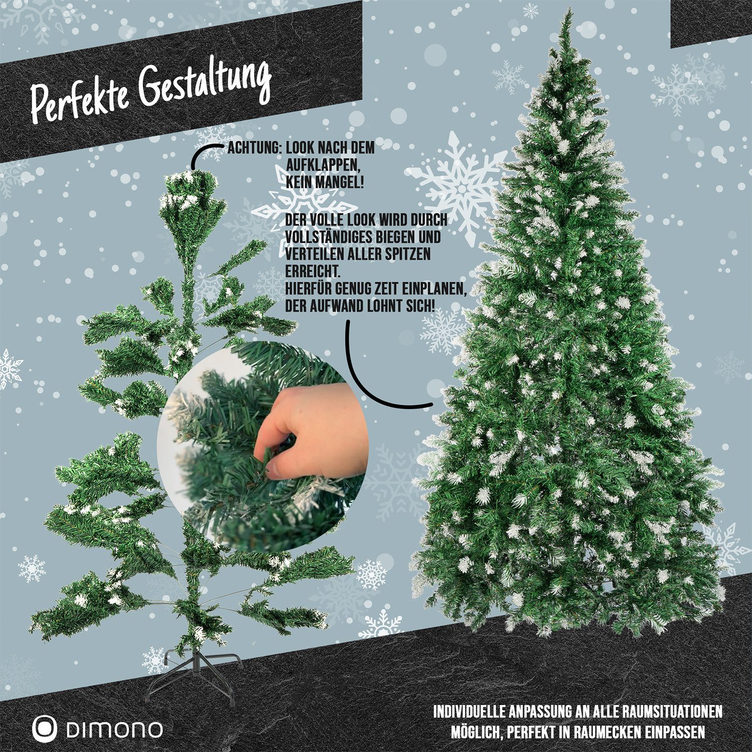 Dimono Künstlicher Weihnachtsbaum DIMONO Künstlicher Weihnachtsbaum mit Stecksystem – Dekorativer Baum, Christbaum, Naturgetreuer Tannenbaum mit wunderschönen B – Bild 4 von 5