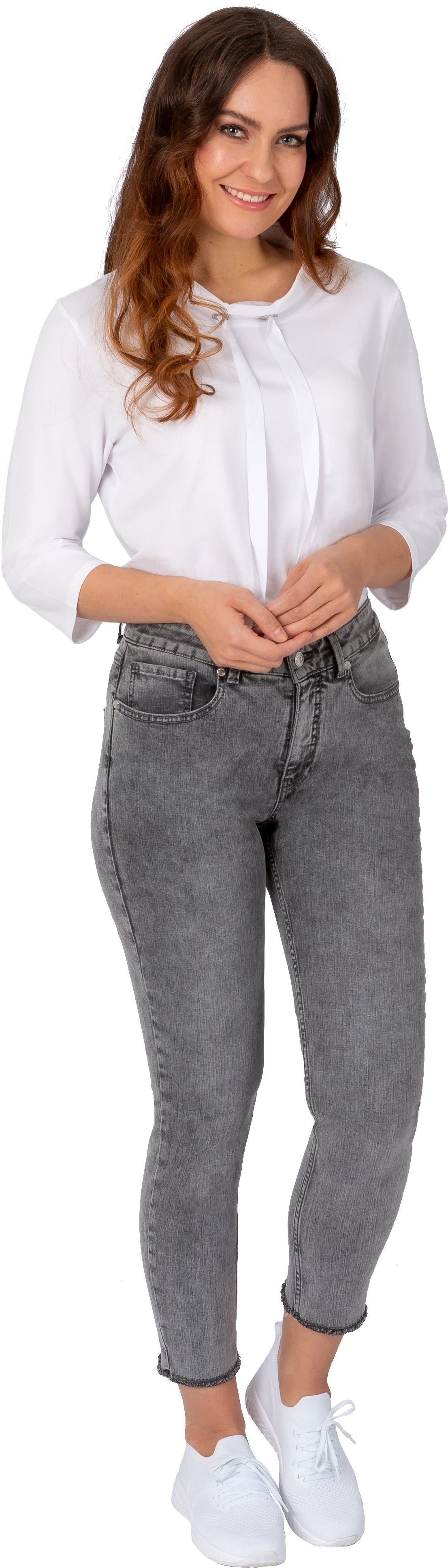 Gio Milano 7/8-Jeans Gio-Liese-1100 verkürzte Fransen mit Skinny Saum am