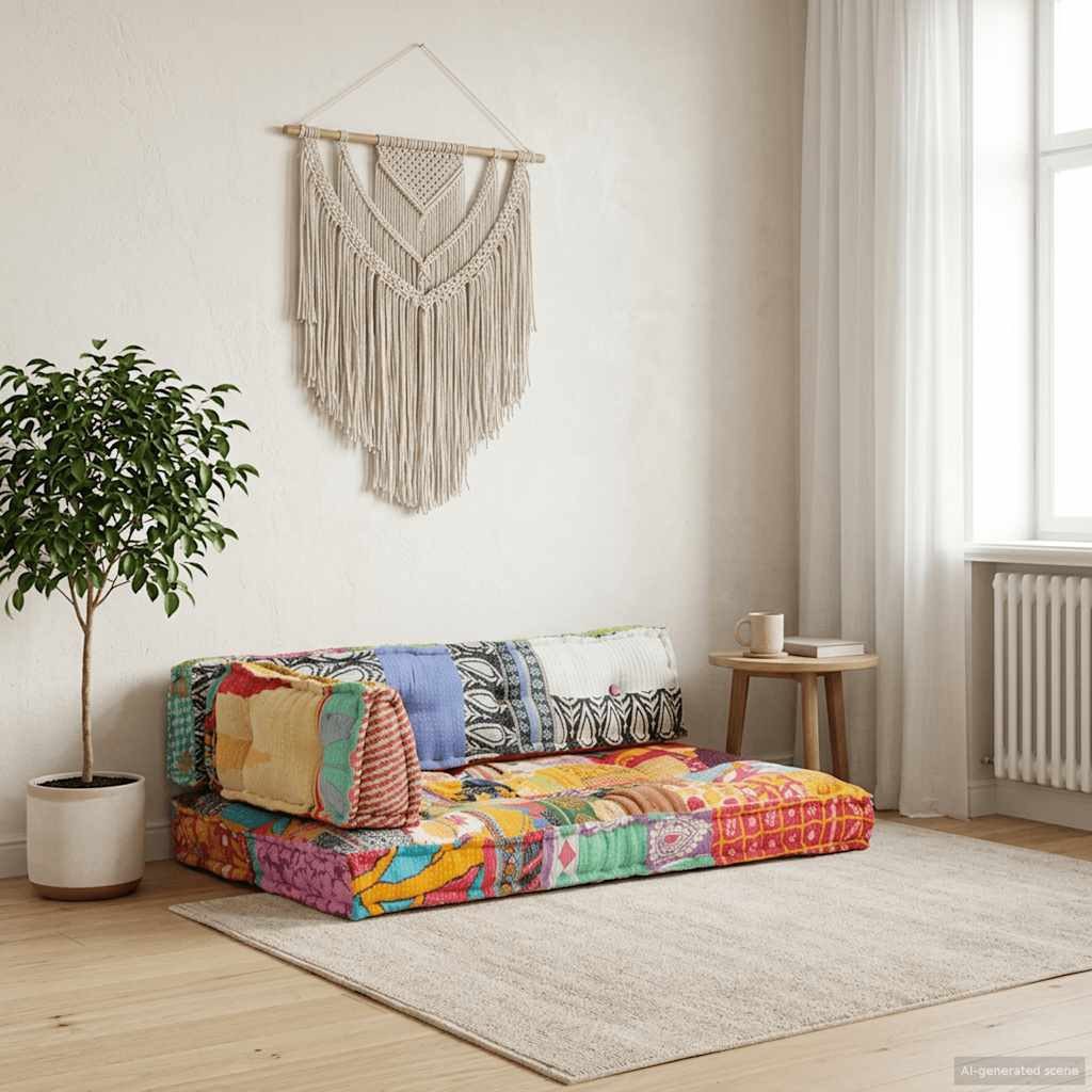 vidaXL Sitzauflage Palettensofa-Auflage Mehrfarbig Stoff Patchwork, (1 St), Sitzpolster