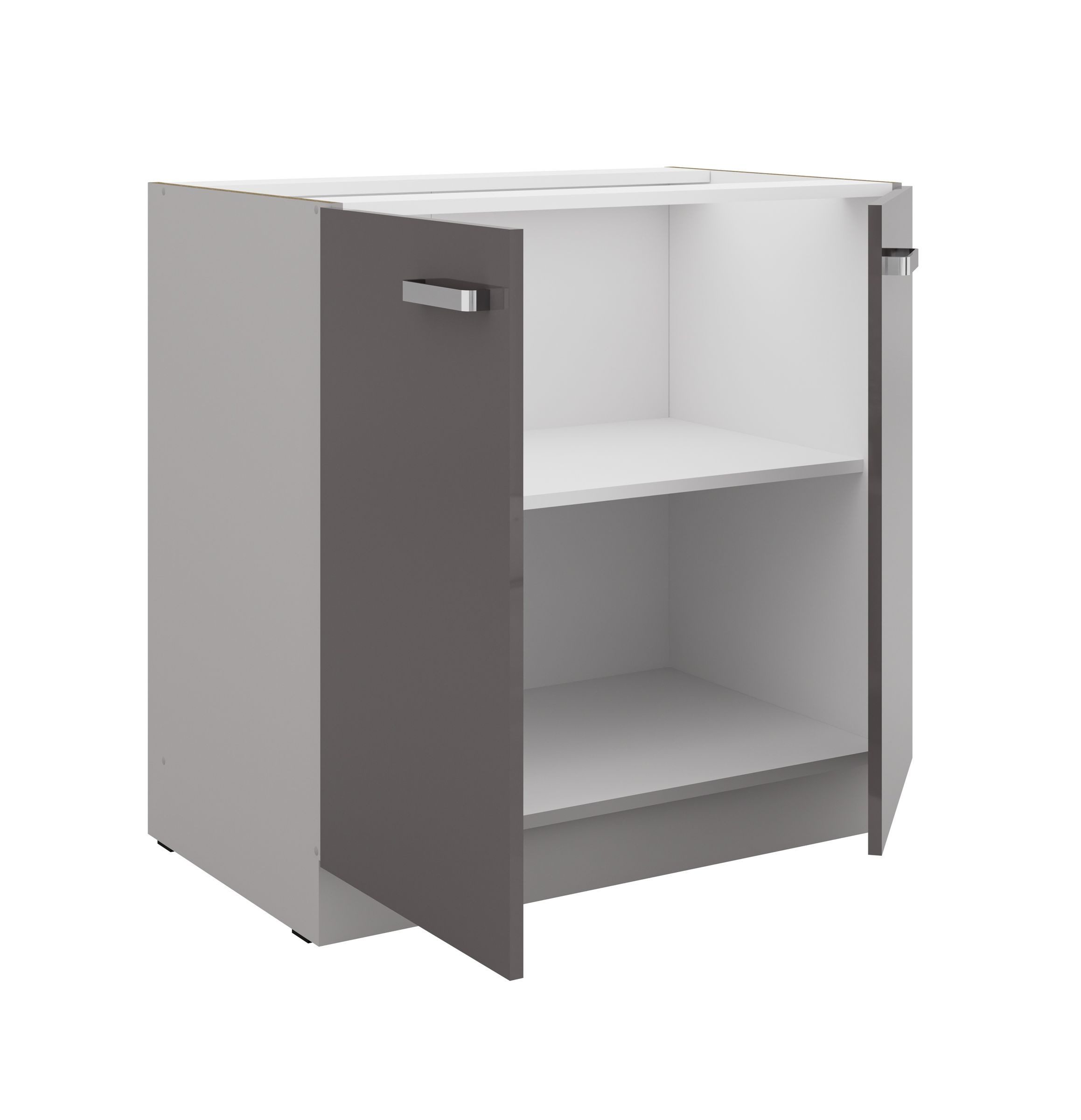 Küchen-Preisbombe Unterschrank 80 cm Küche Bianca Grey Grau Hochglanz Küche günstig online kaufen