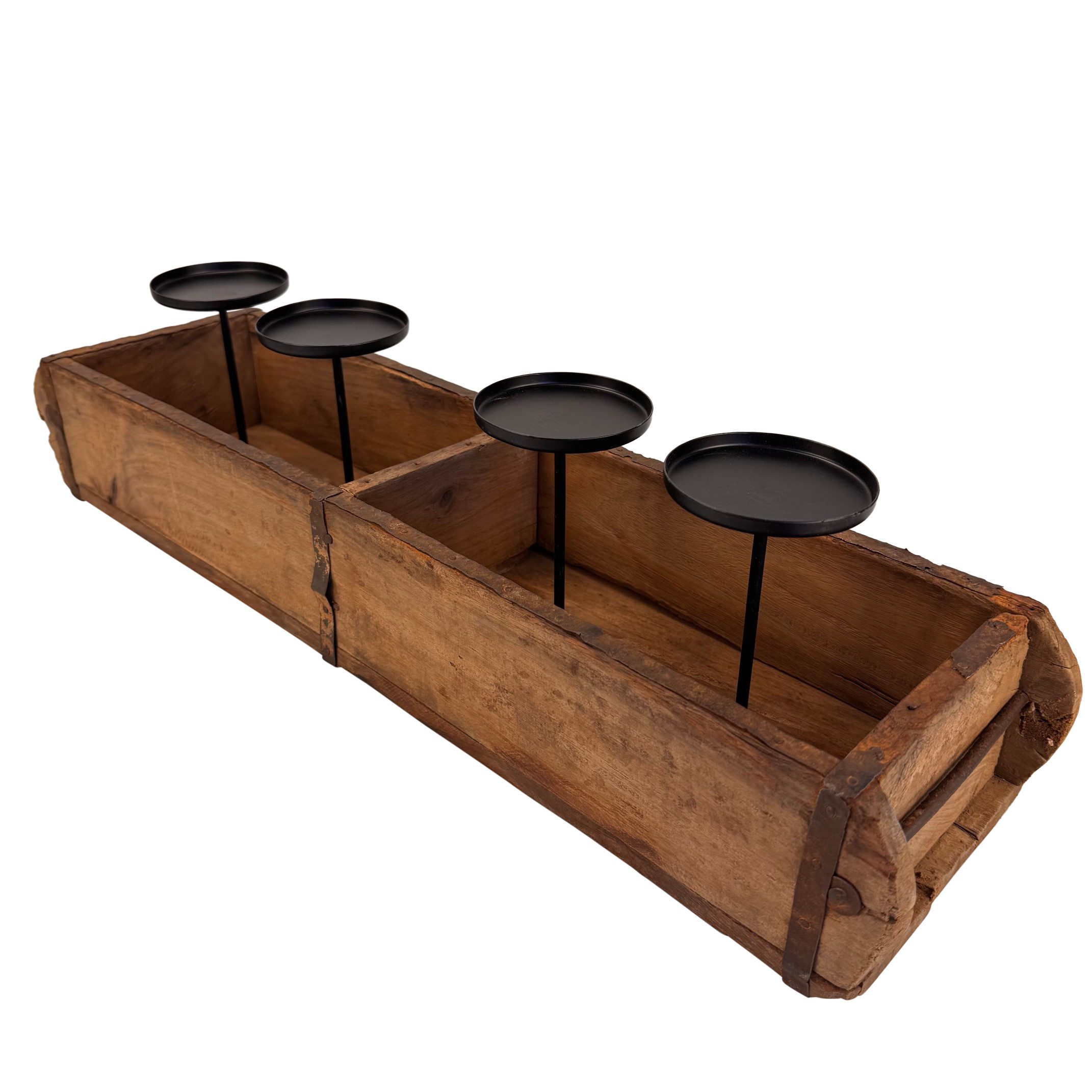 Online-Fuchs Adventskranz aus rustikalen Holz Ziegelkasten mit Kerzenhaltern - Weihnachtsdeko, ideal zum individuellen Dekorieren - 60 cm groß