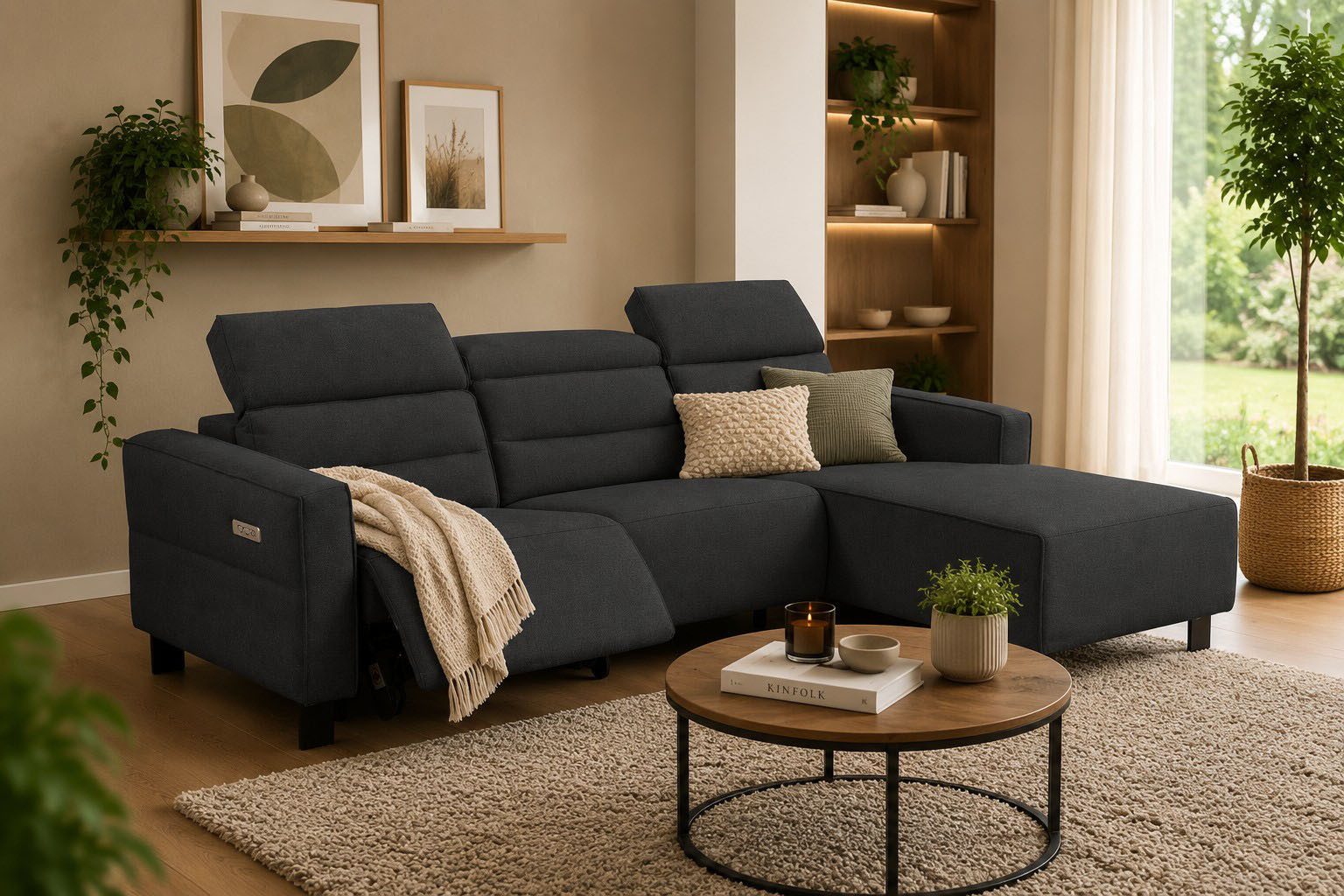OTTO home Ecksofa Carpari, L-Form, 263 cm, manuelle o. elektrische Relaxfunktion, USB A/C und Kopfteilverstellung