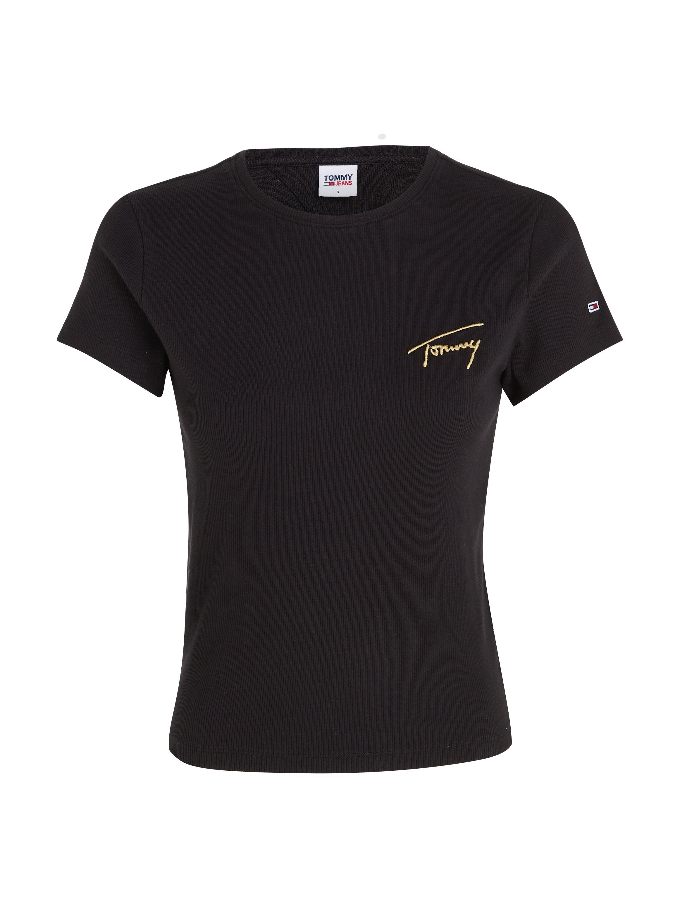 Jeans GOLD TEE Tommy Logo-Schriftzug SS goldfarbenen T-Shirt SIGNATURE Signature BBY mit TJW