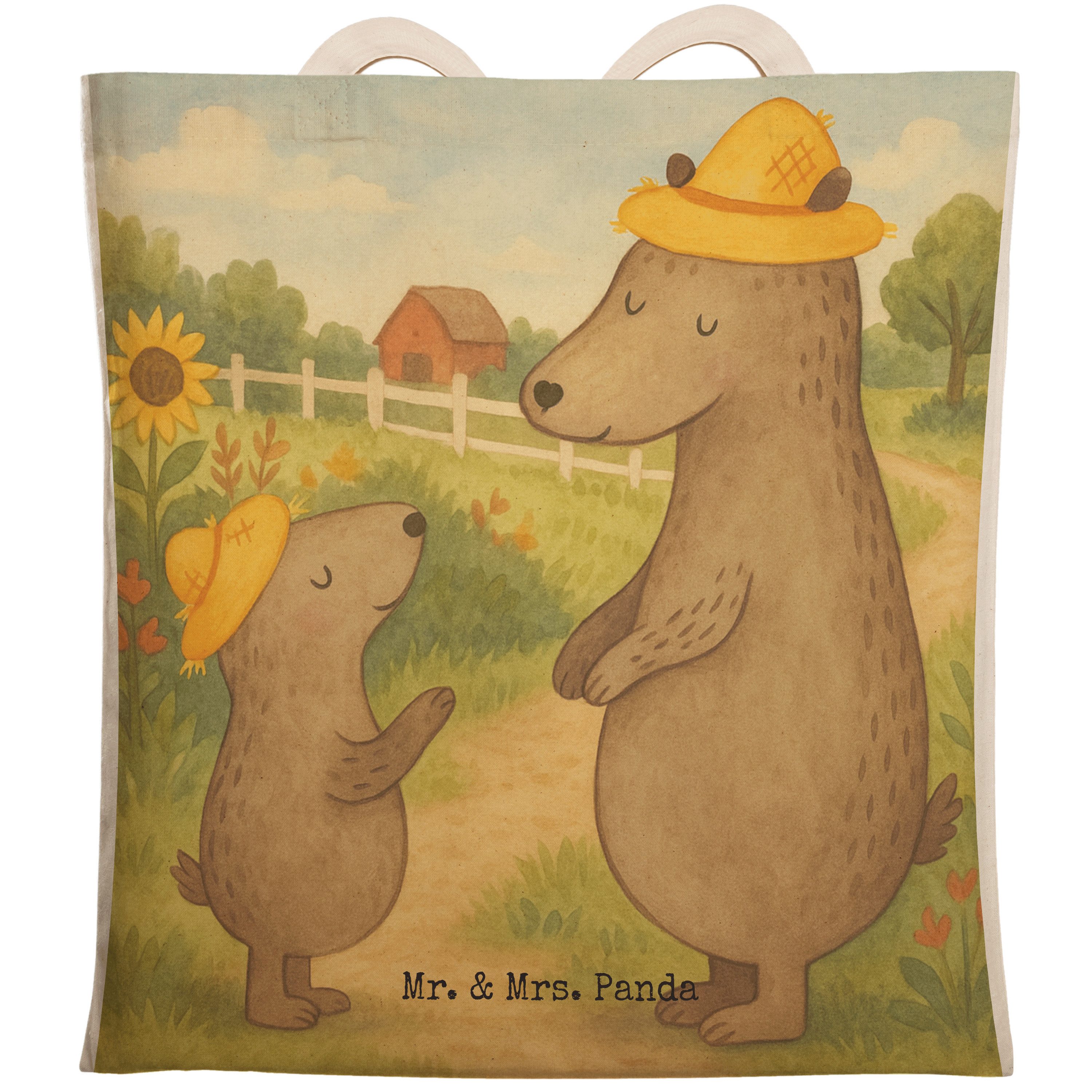 Tragetasche Bären mit Hut Design, Tote Bag, Weiß, Paps, Vatertag, Muttertag, Trag